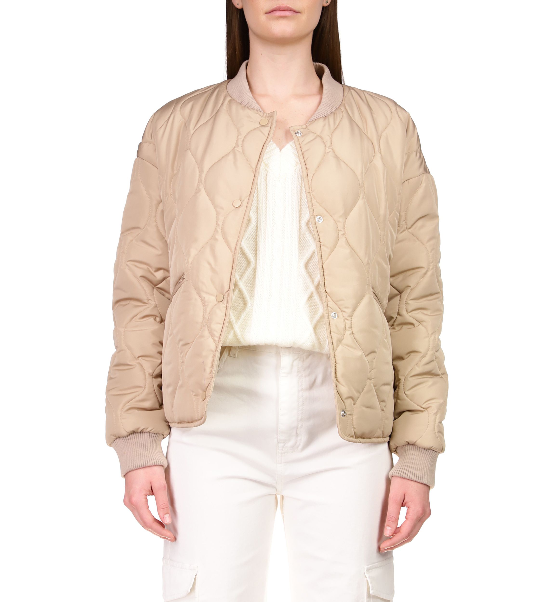 Womens Relaxed Fit Nylon Bomber Jacket