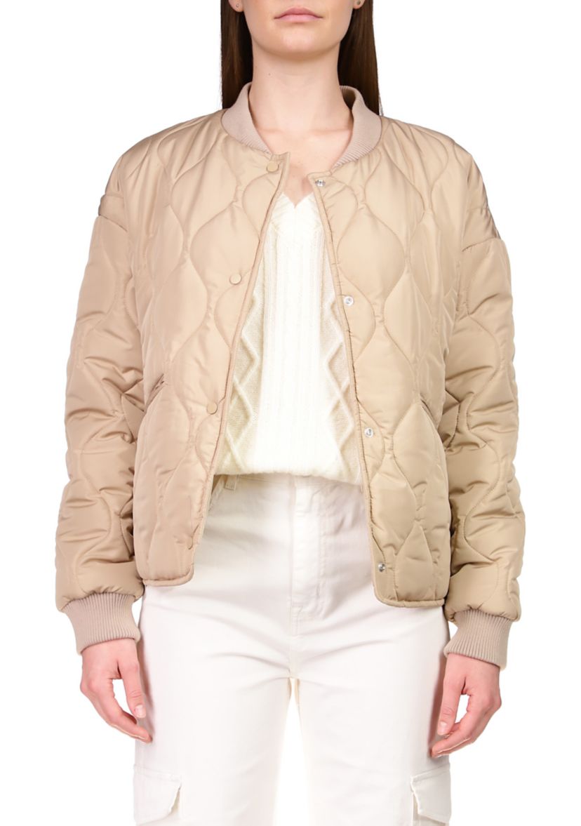 Womens Relaxed Fit Nylon Bomber Jacket