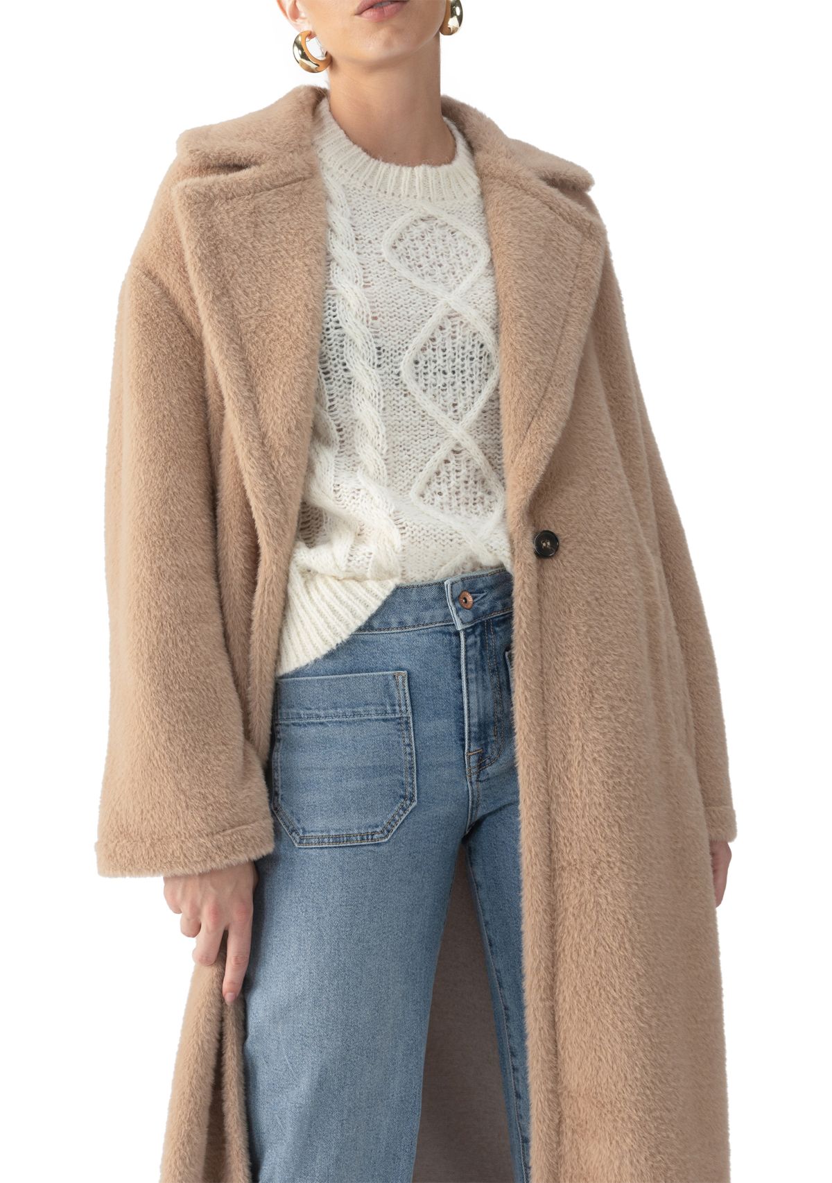 Womens Live In Faux Fur Coat