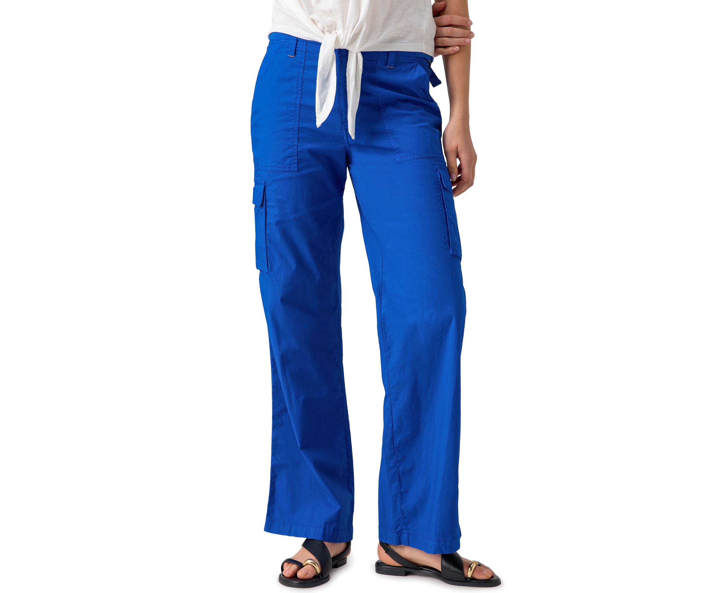 Womens Solid Cargo Pants