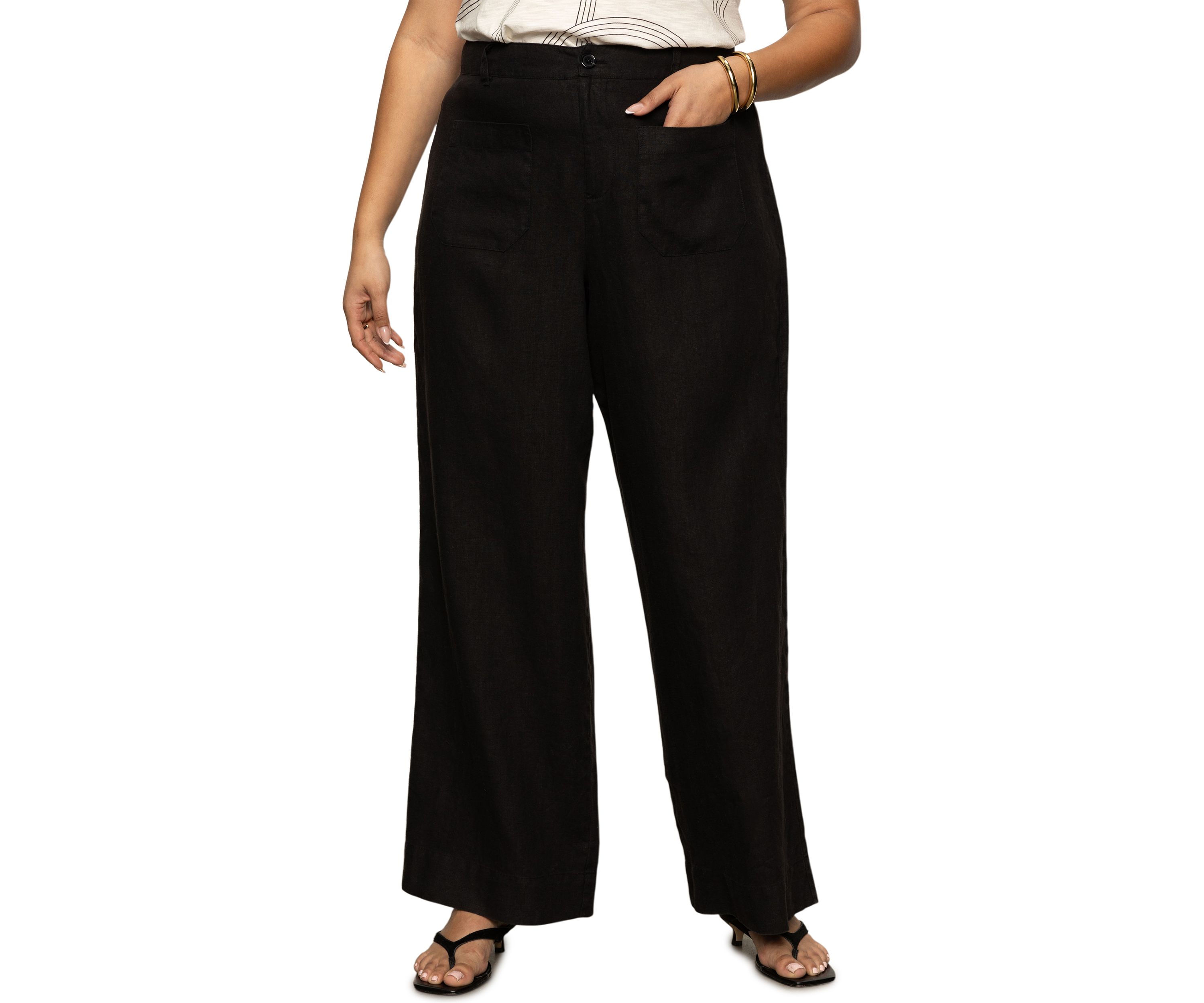Plus Size The Linen Marine Wide Leg Pants
