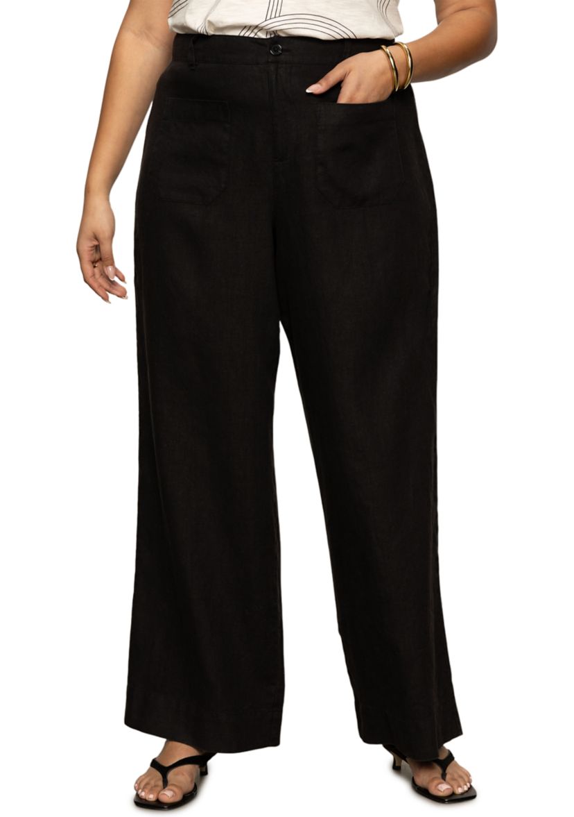 Plus Size The Linen Marine Wide Leg Pants