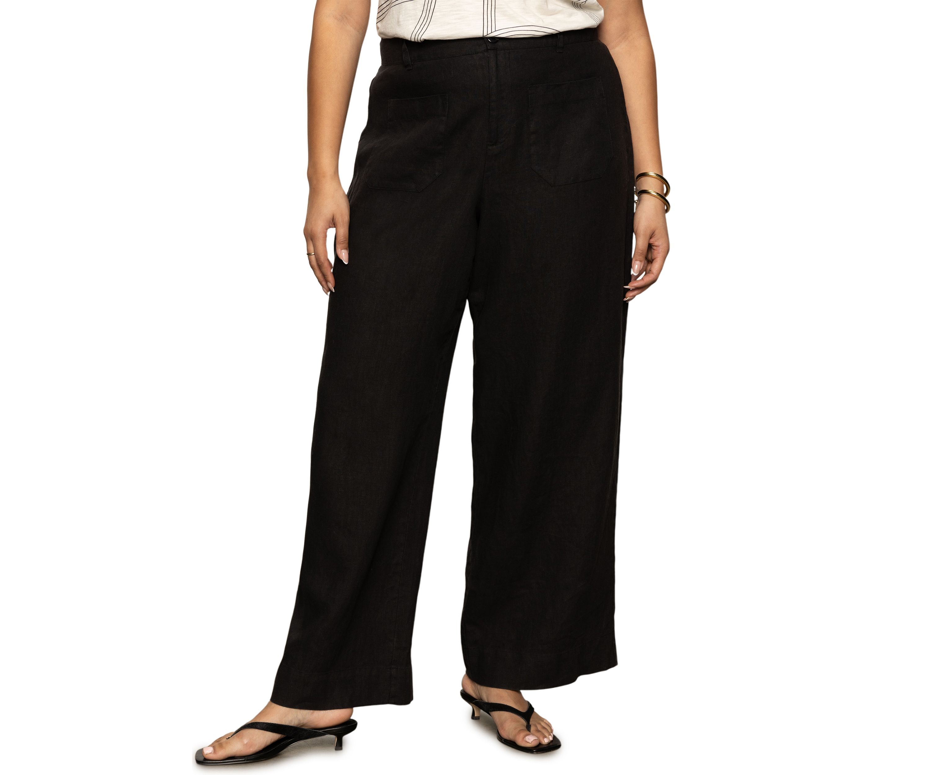 Plus Size The Linen Marine Wide Leg Pants