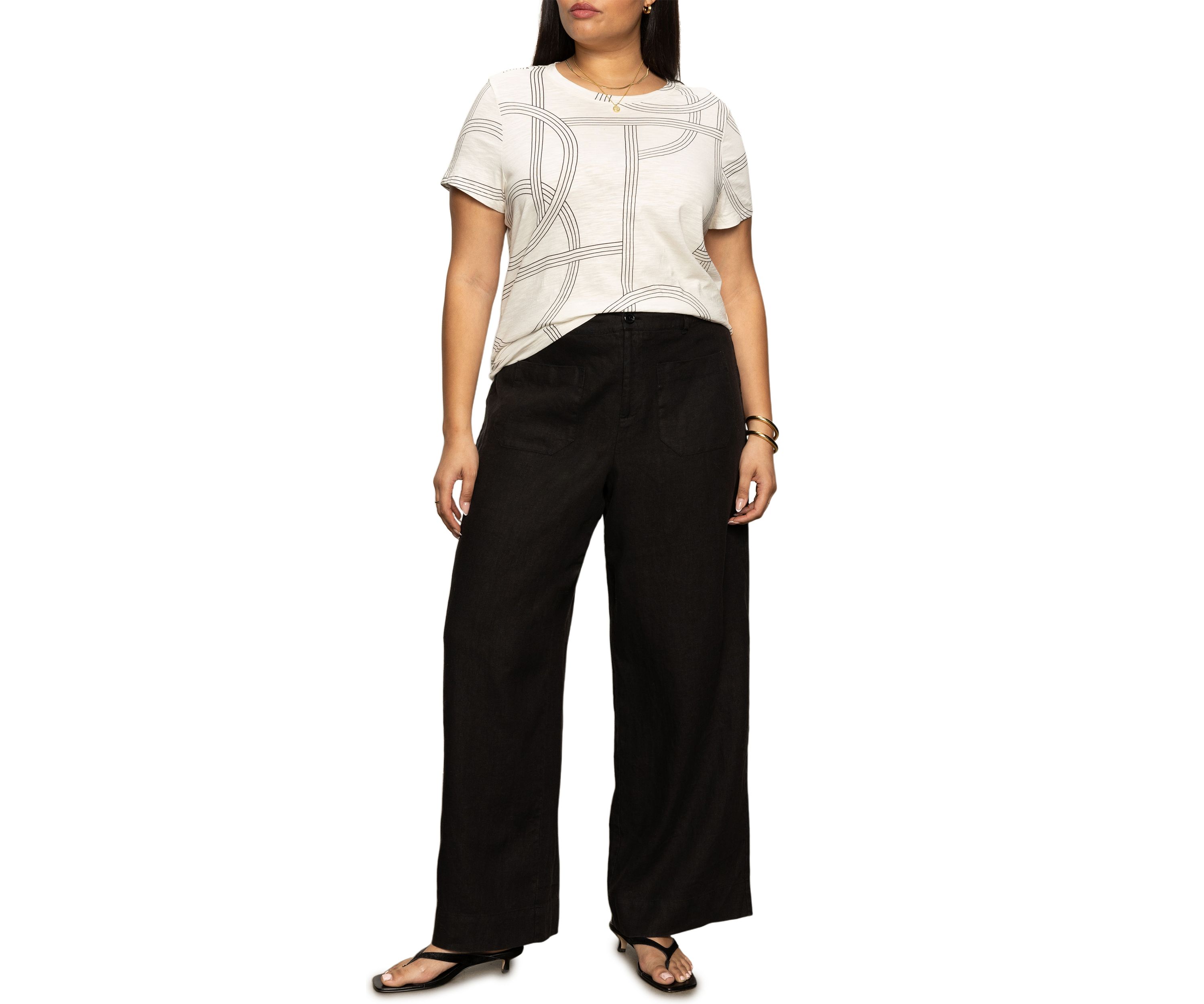 Plus Size The Linen Marine Wide Leg Pants