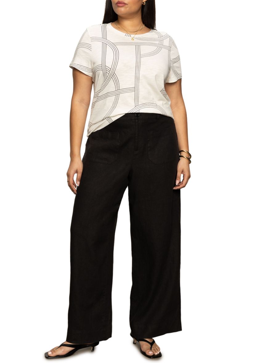 Plus Size The Linen Marine Wide Leg Pants
