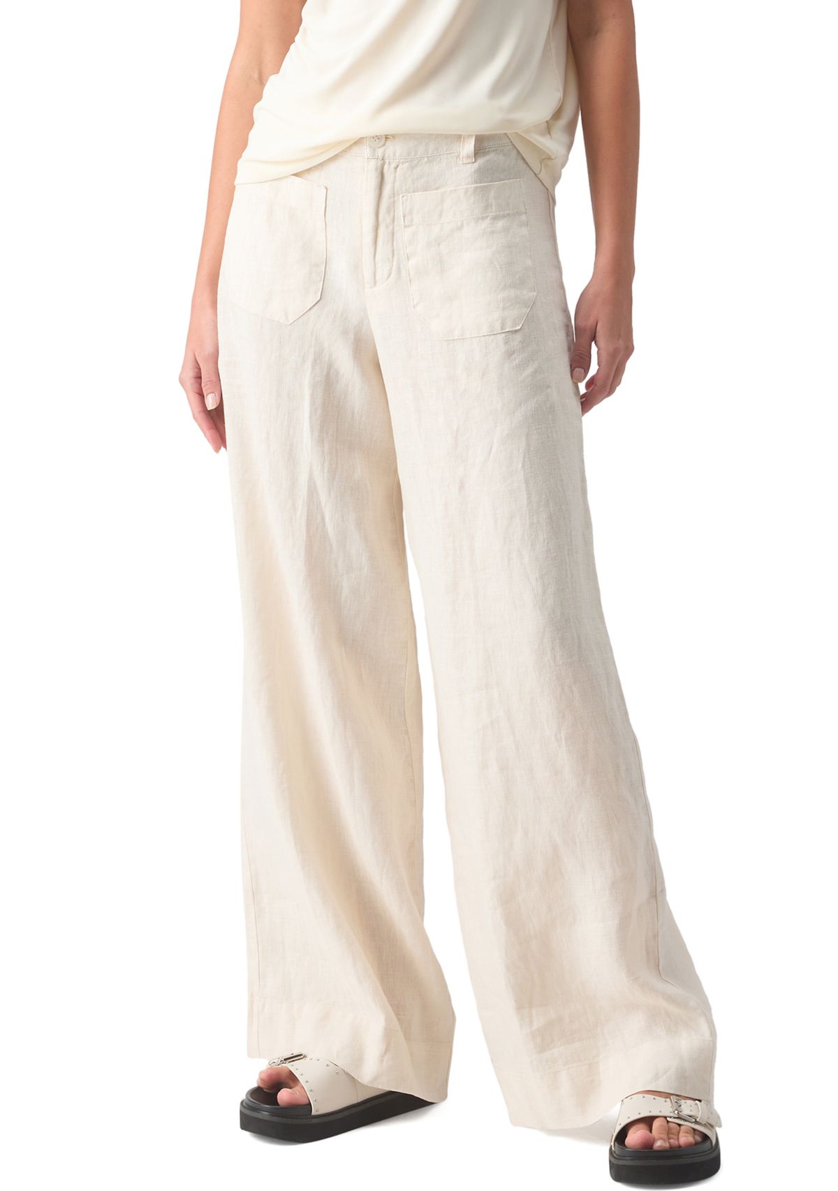 Womens Linen Marine Wide Leg Pants