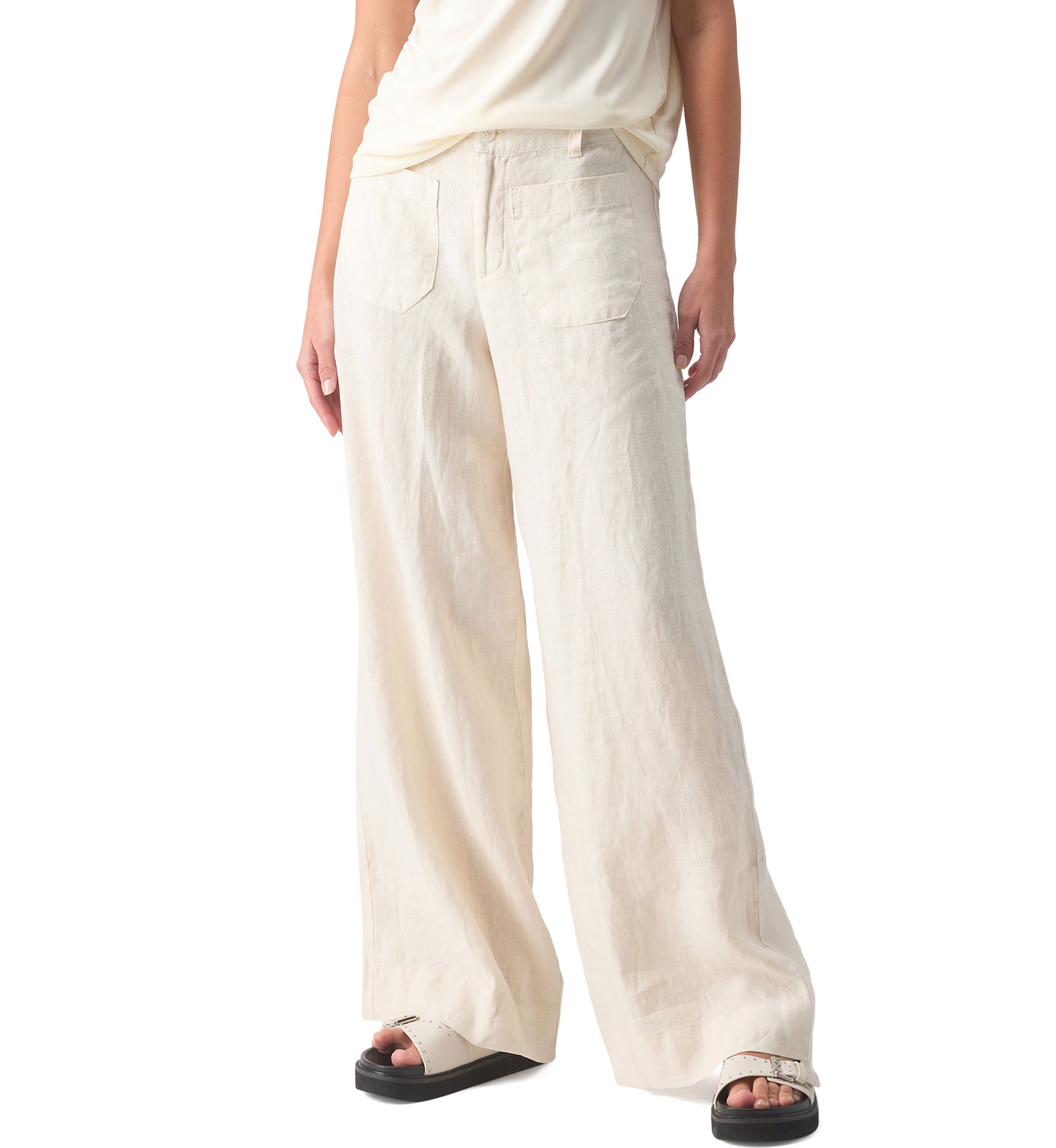 Womens Linen Marine Wide Leg Pants