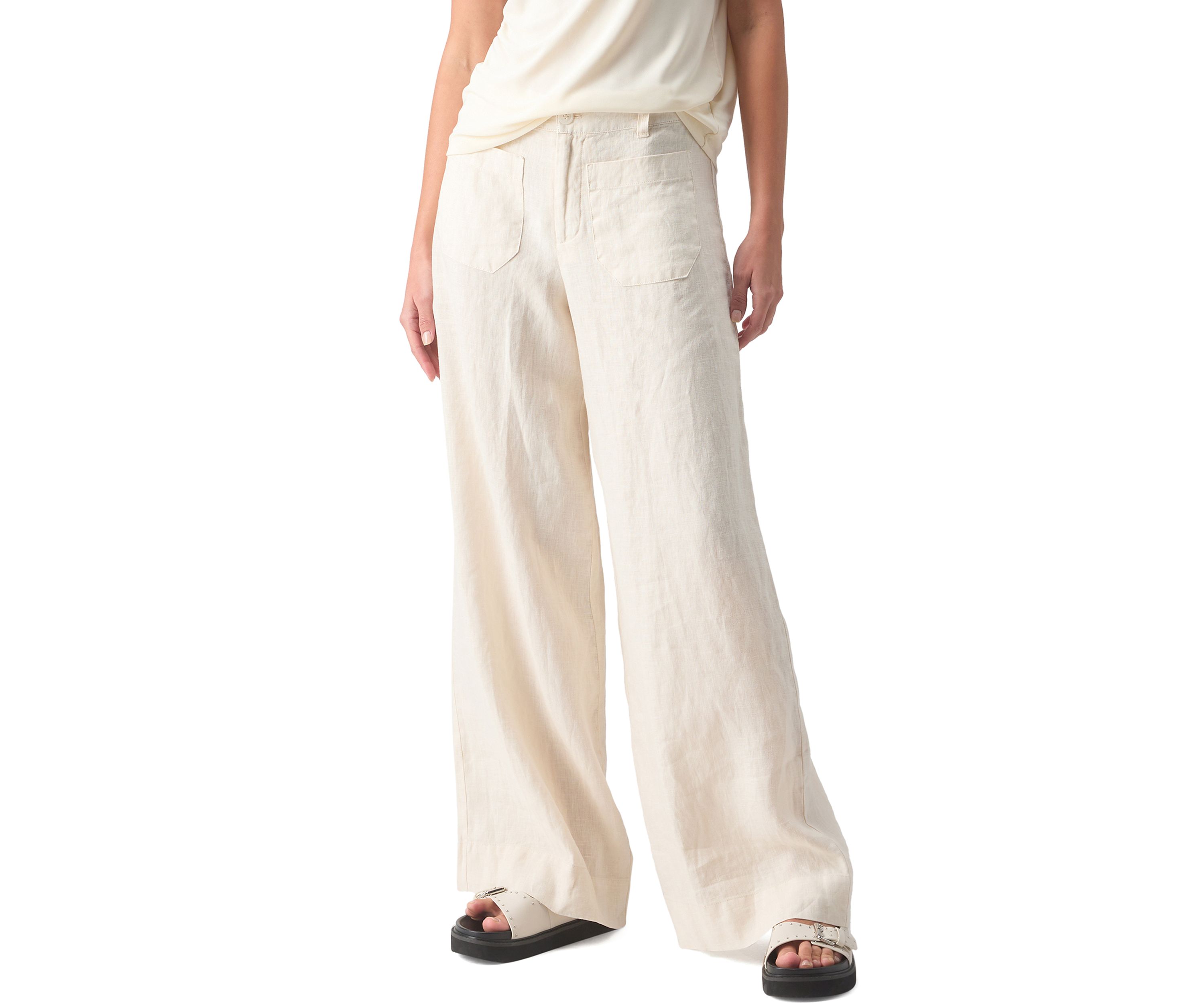 Womens Linen Marine Wide Leg Pants