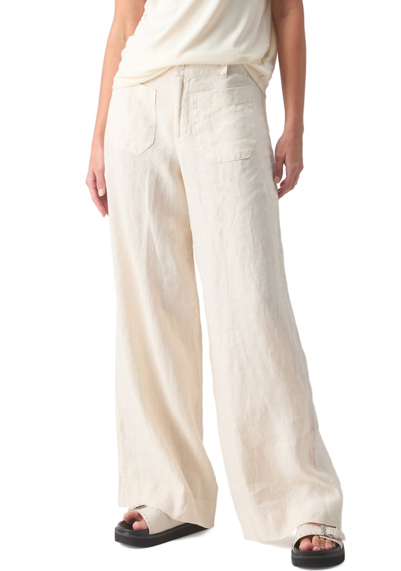 Womens Linen Marine Wide Leg Pants