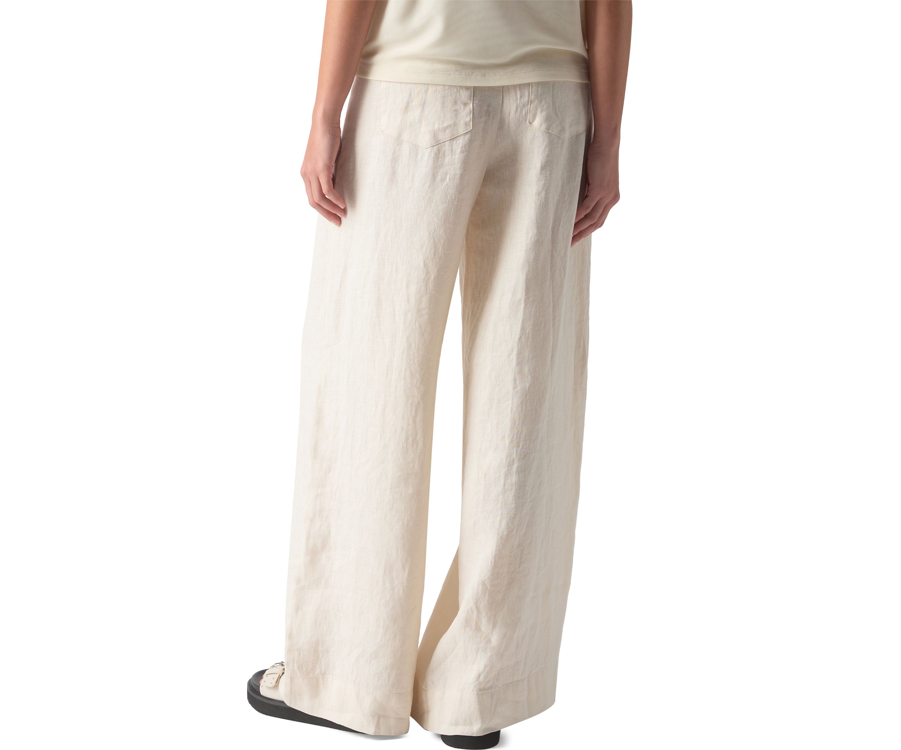 Womens Linen Marine Wide Leg Pants