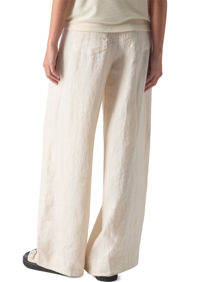 Womens Linen Marine Wide Leg Pants