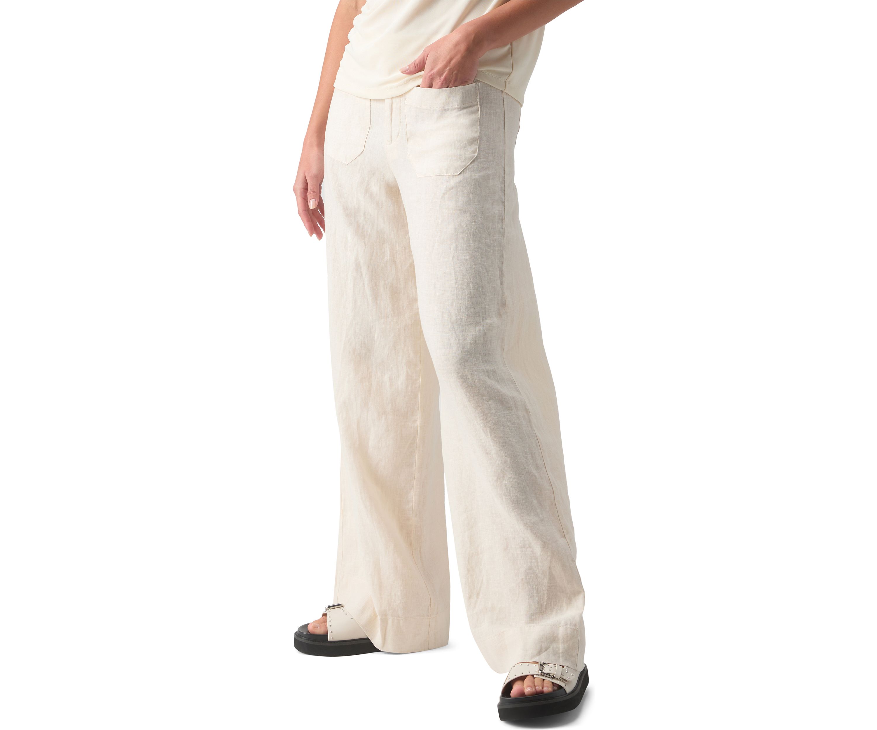 Womens Linen Marine Wide Leg Pants