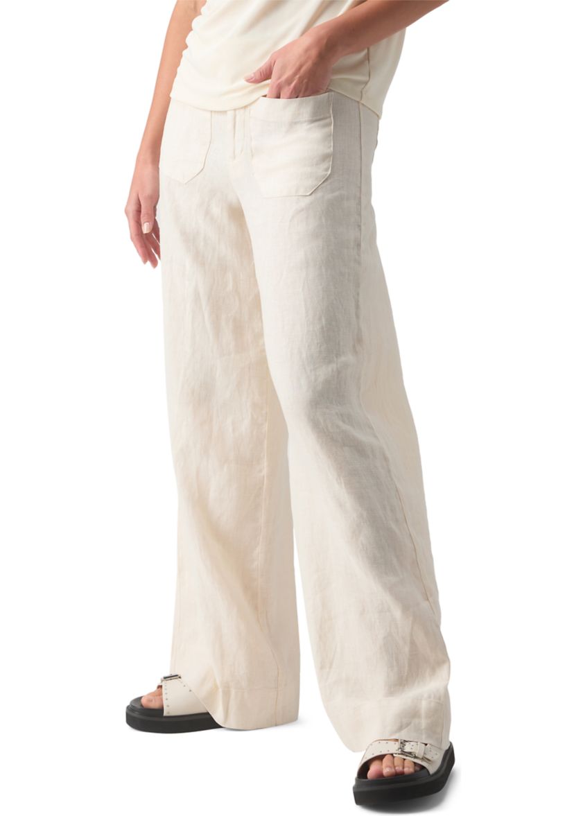 Womens Linen Marine Wide Leg Pants