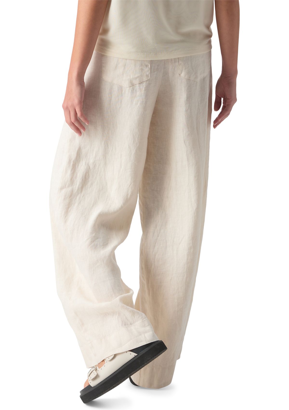 Womens Linen Marine Wide Leg Pants