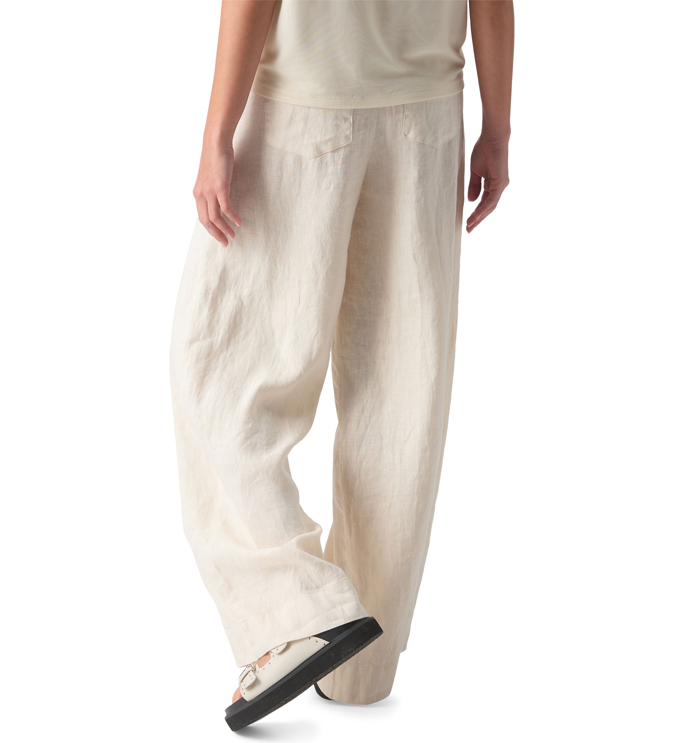 Womens Linen Marine Wide Leg Pants
