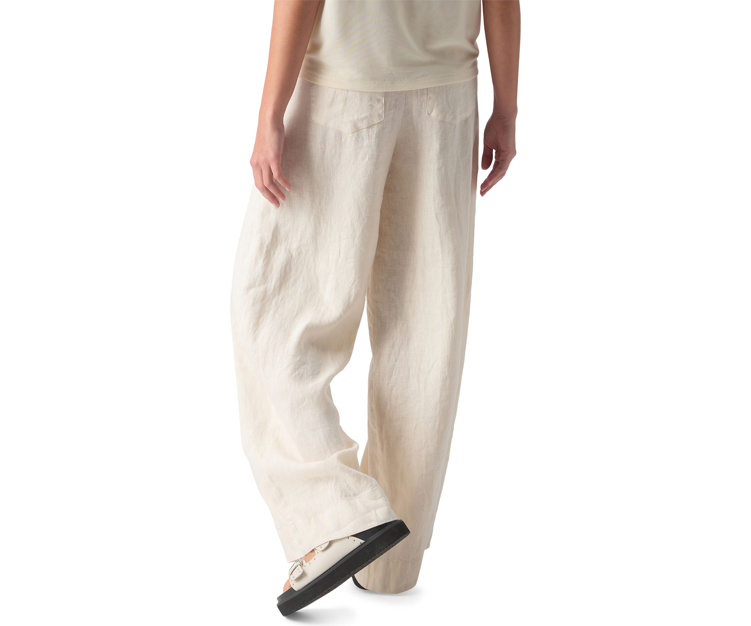 Womens Linen Marine Wide Leg Pants