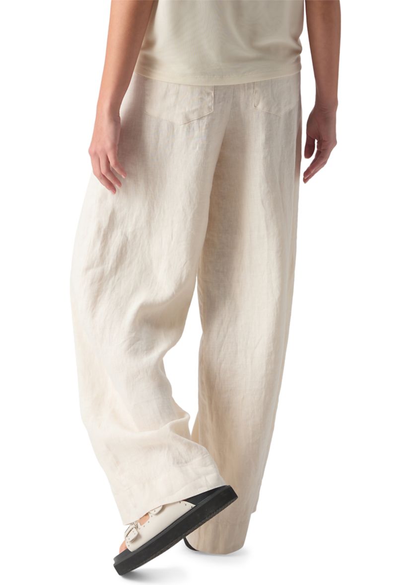 Womens Linen Marine Wide Leg Pants