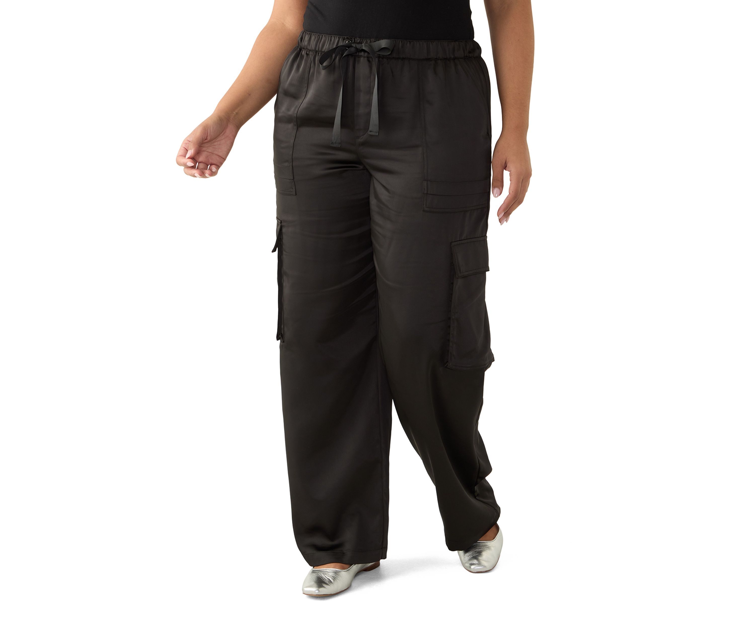 Plus Size Satin Wide Leg Trousers
