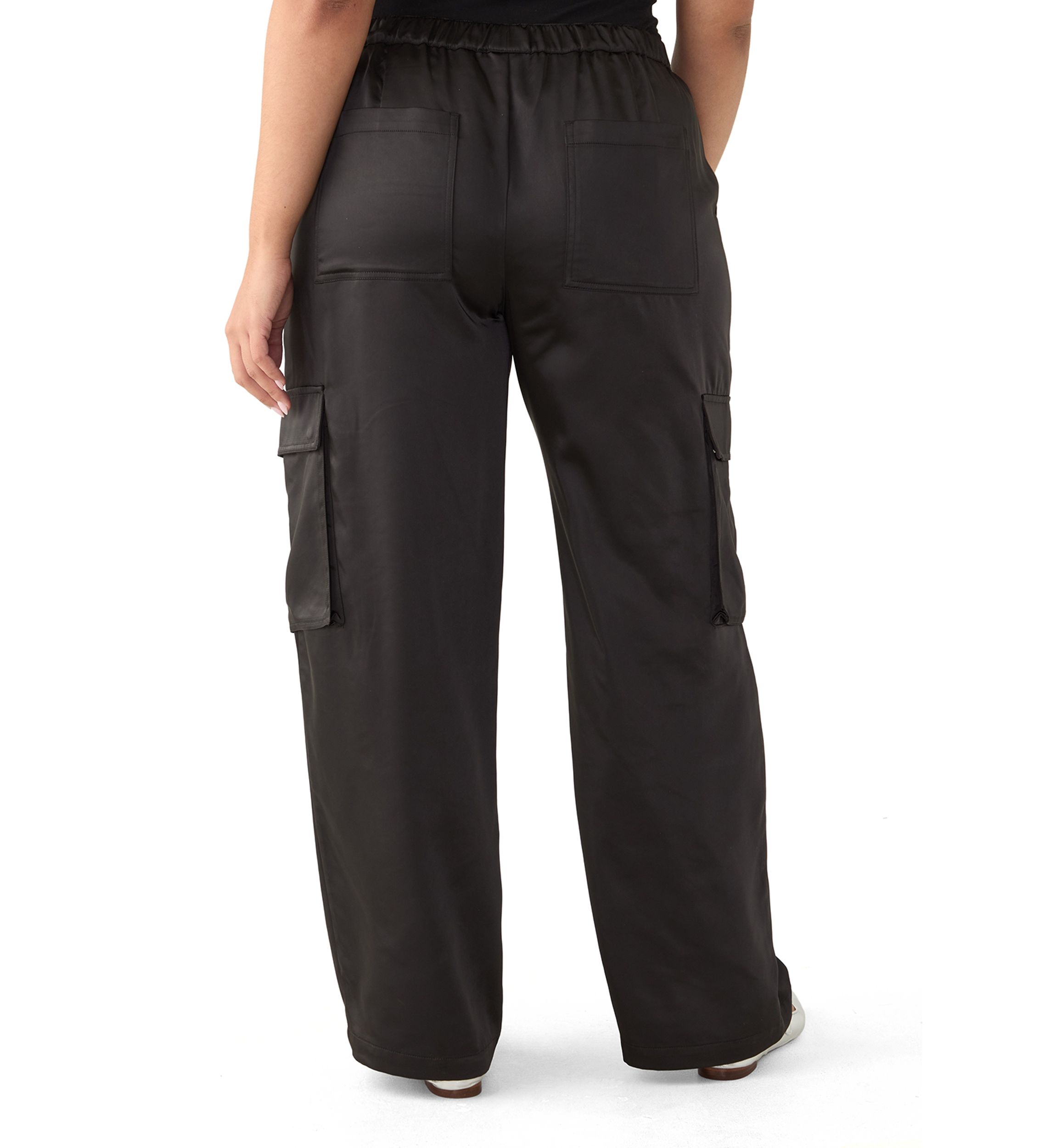 Plus Size Satin Wide Leg Trousers