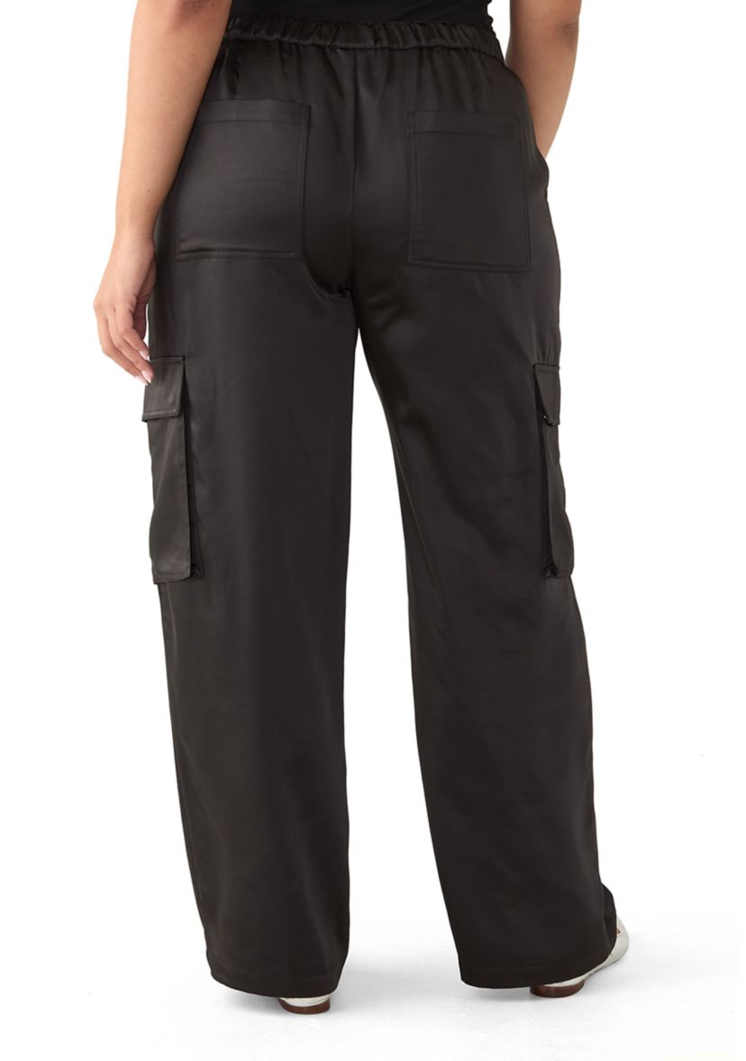 Plus Size Satin Wide Leg Trousers