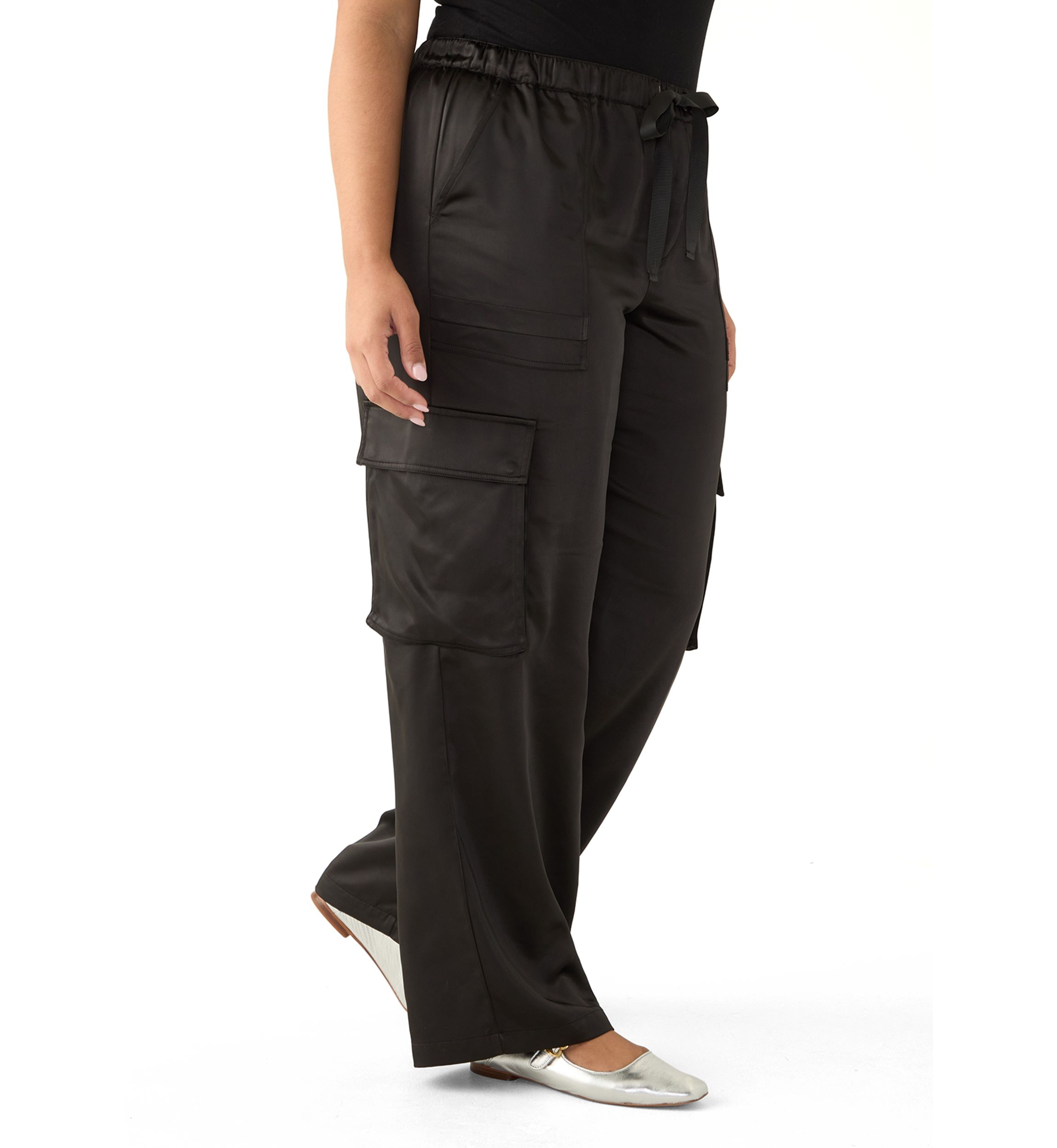 Plus Size Satin Wide Leg Trousers
