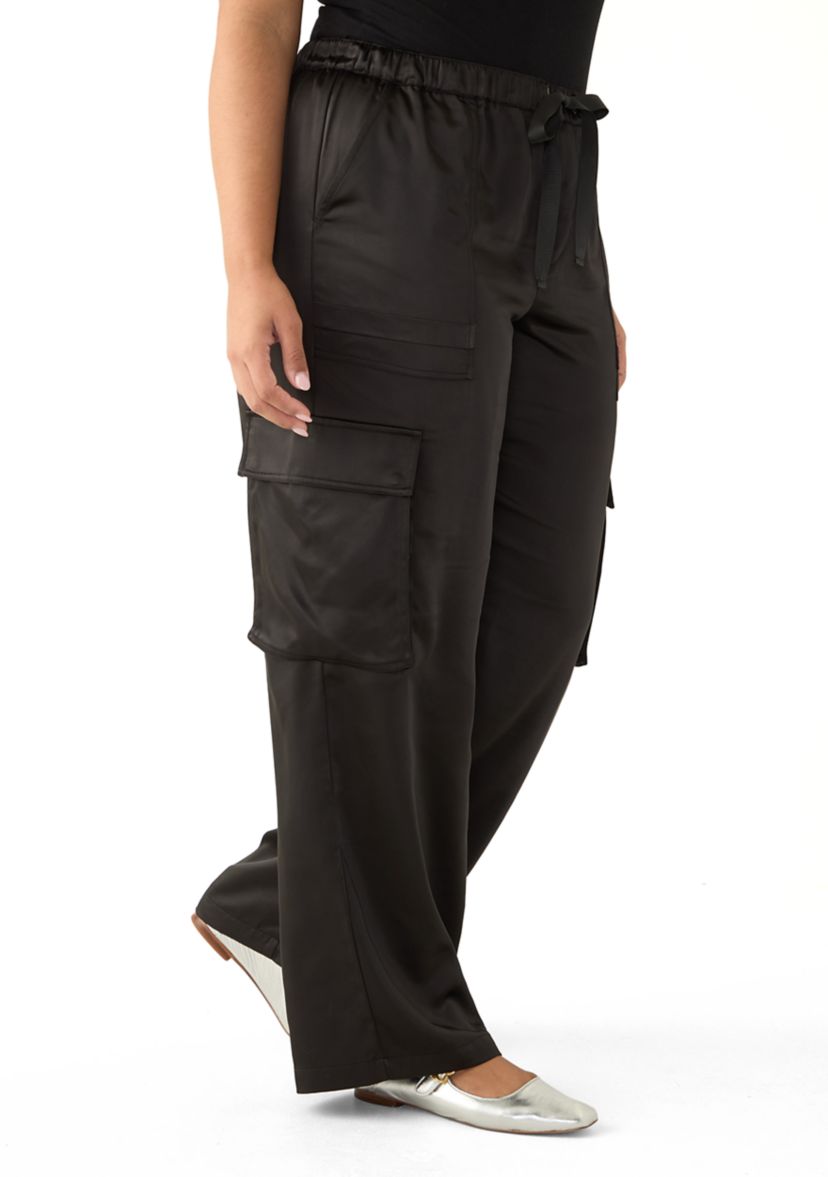 Plus Size Satin Wide Leg Trousers