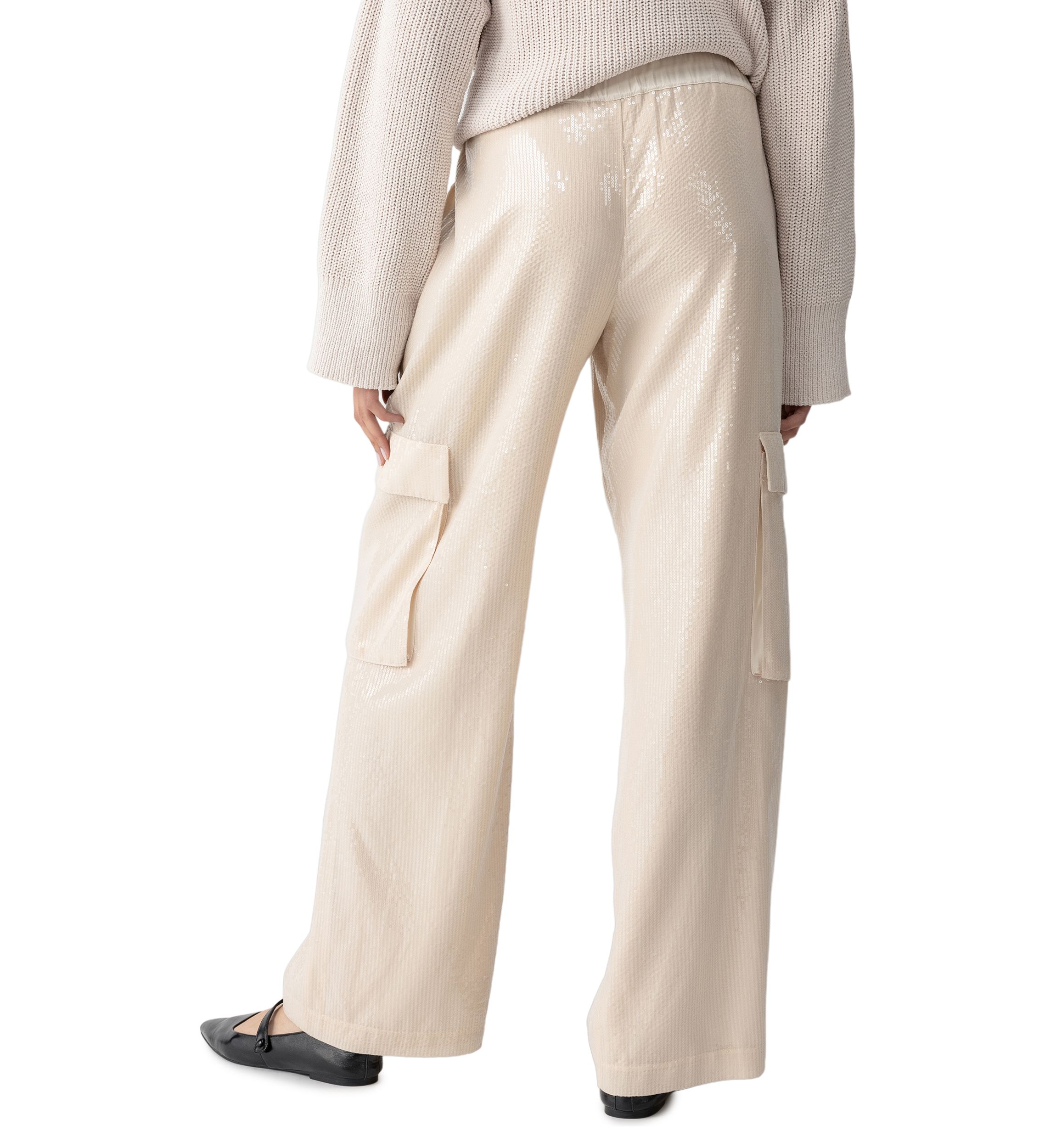 Womens Pull On Sequin Cargo Pants