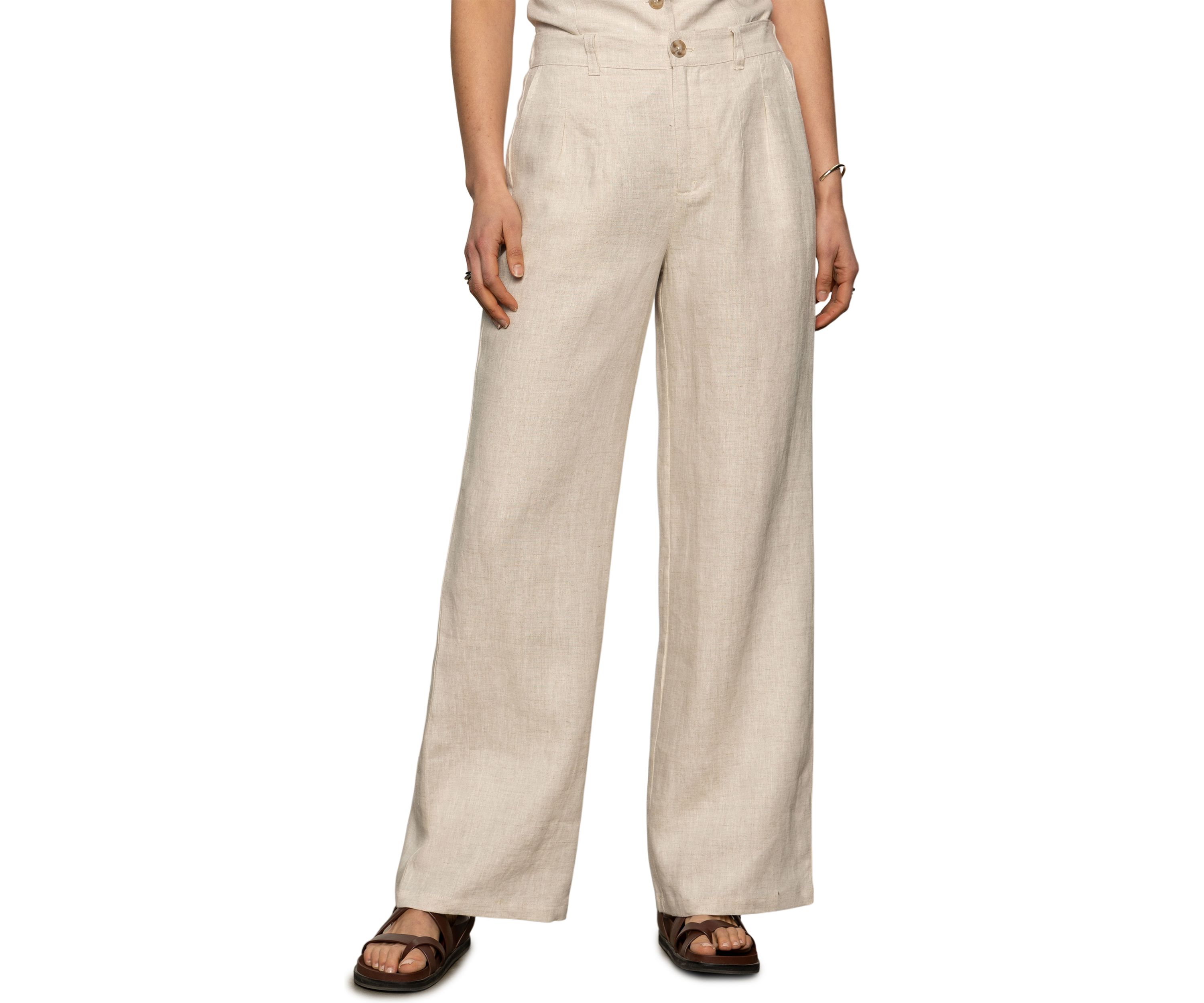 Womens Hopper Straight Leg Linen Trousers