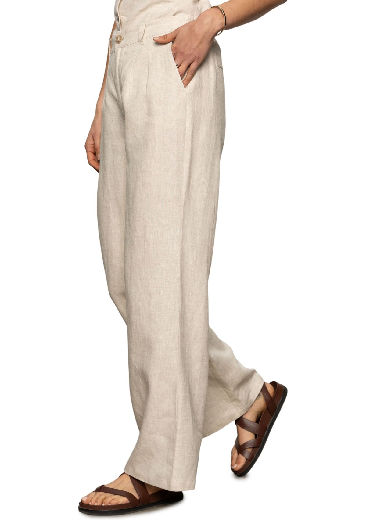 Womens Hopper Straight Leg Linen Trousers