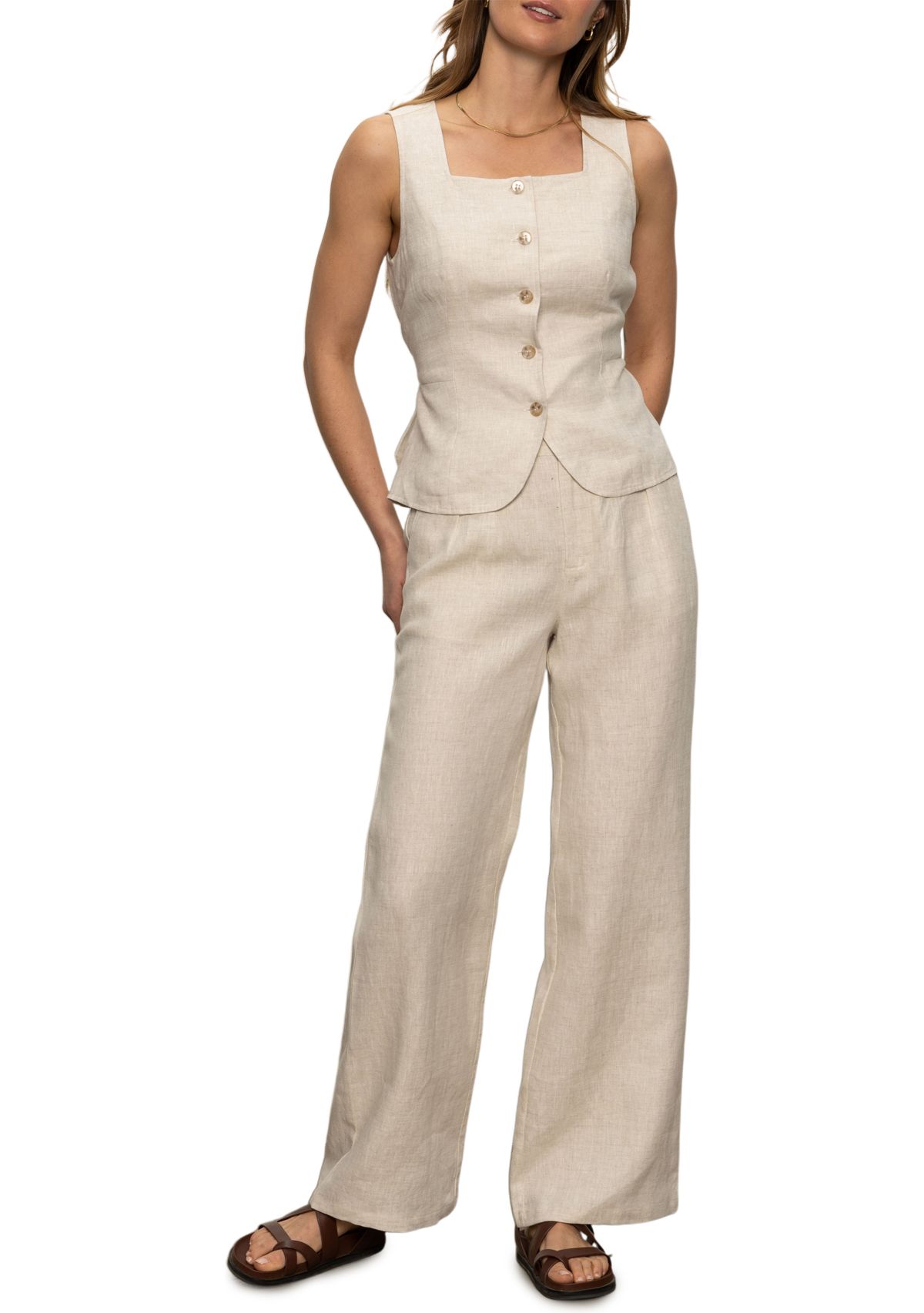 Womens Hopper Straight Leg Linen Trousers