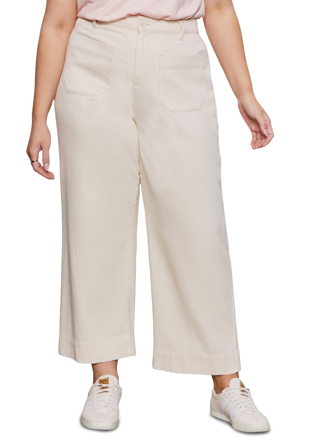 Plus Size Soft Marine Wide Leg Crop Pants