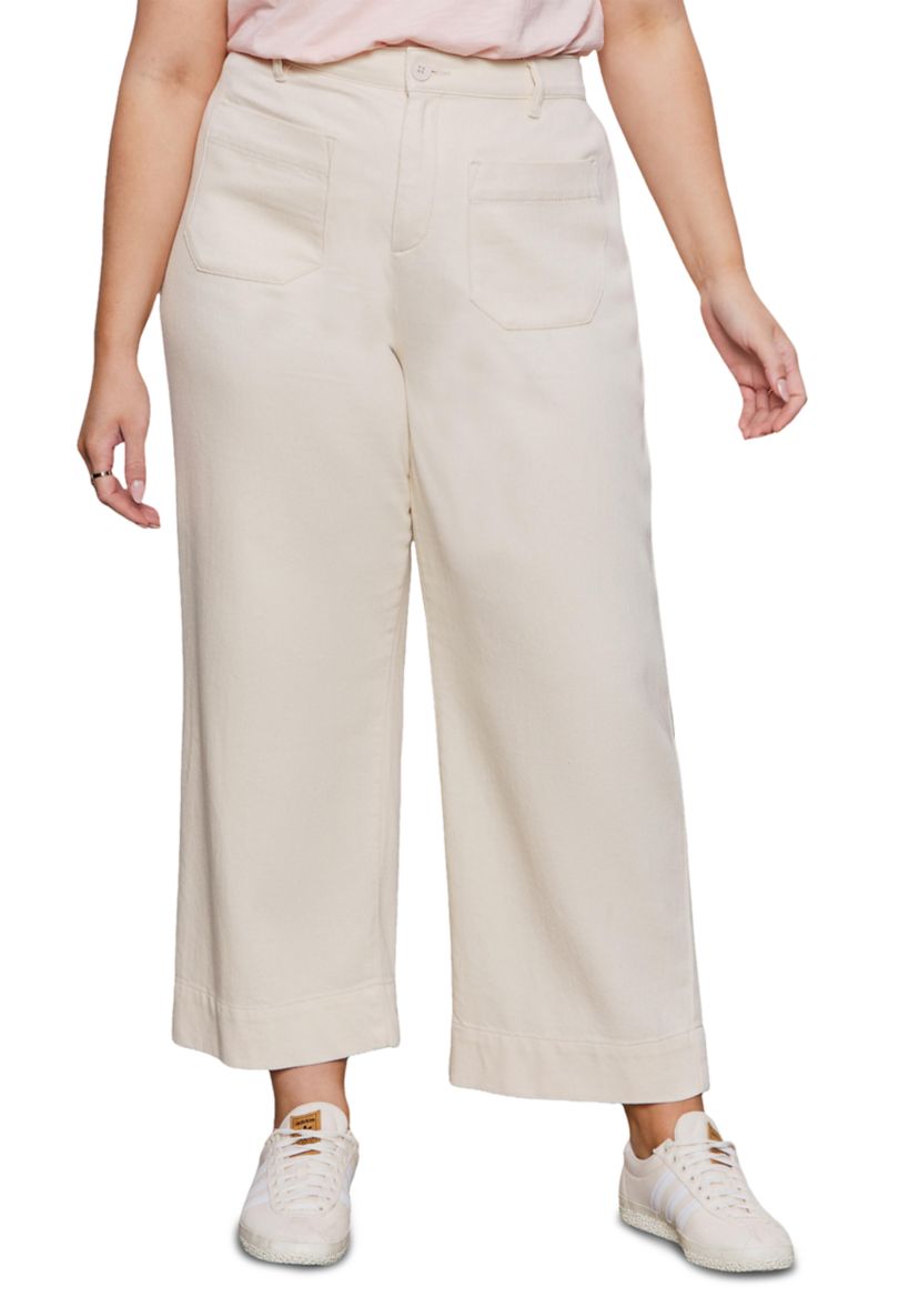 Plus Size Soft Marine Wide Leg Crop Pants