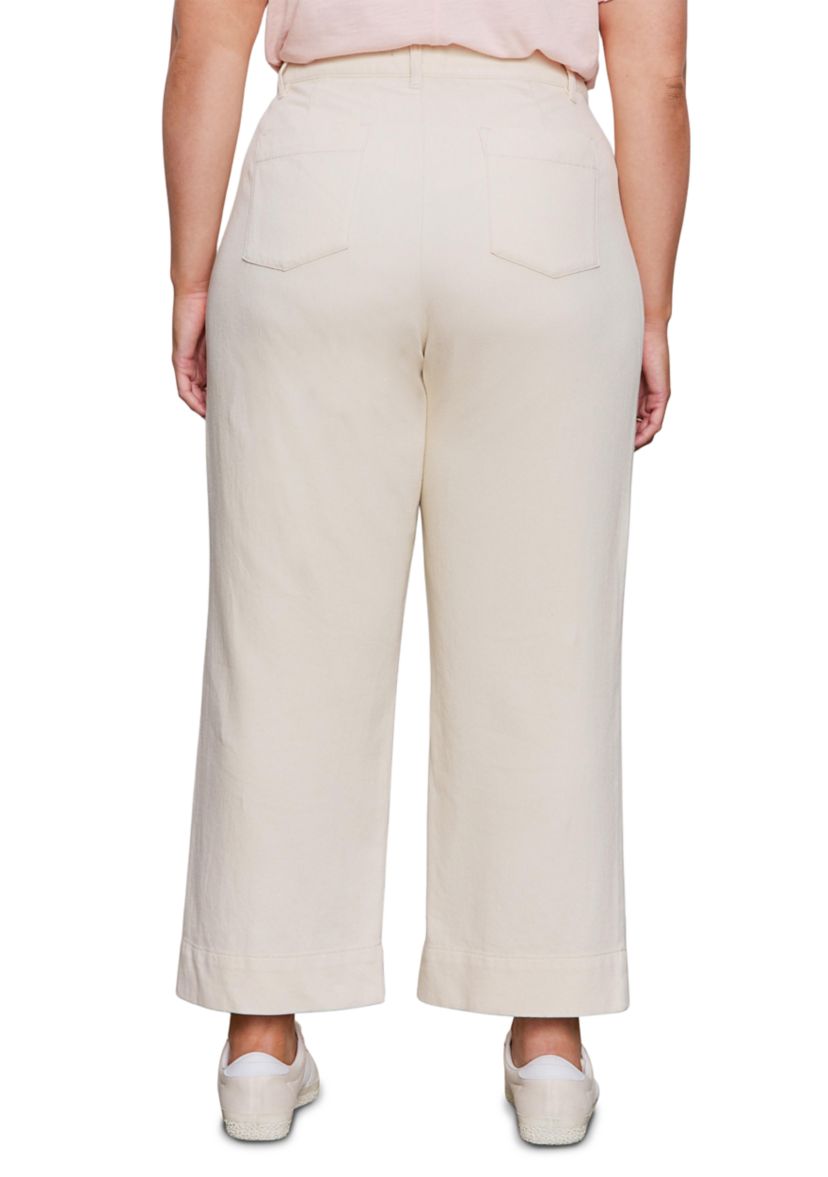 Plus Size Soft Marine Wide Leg Crop Pants