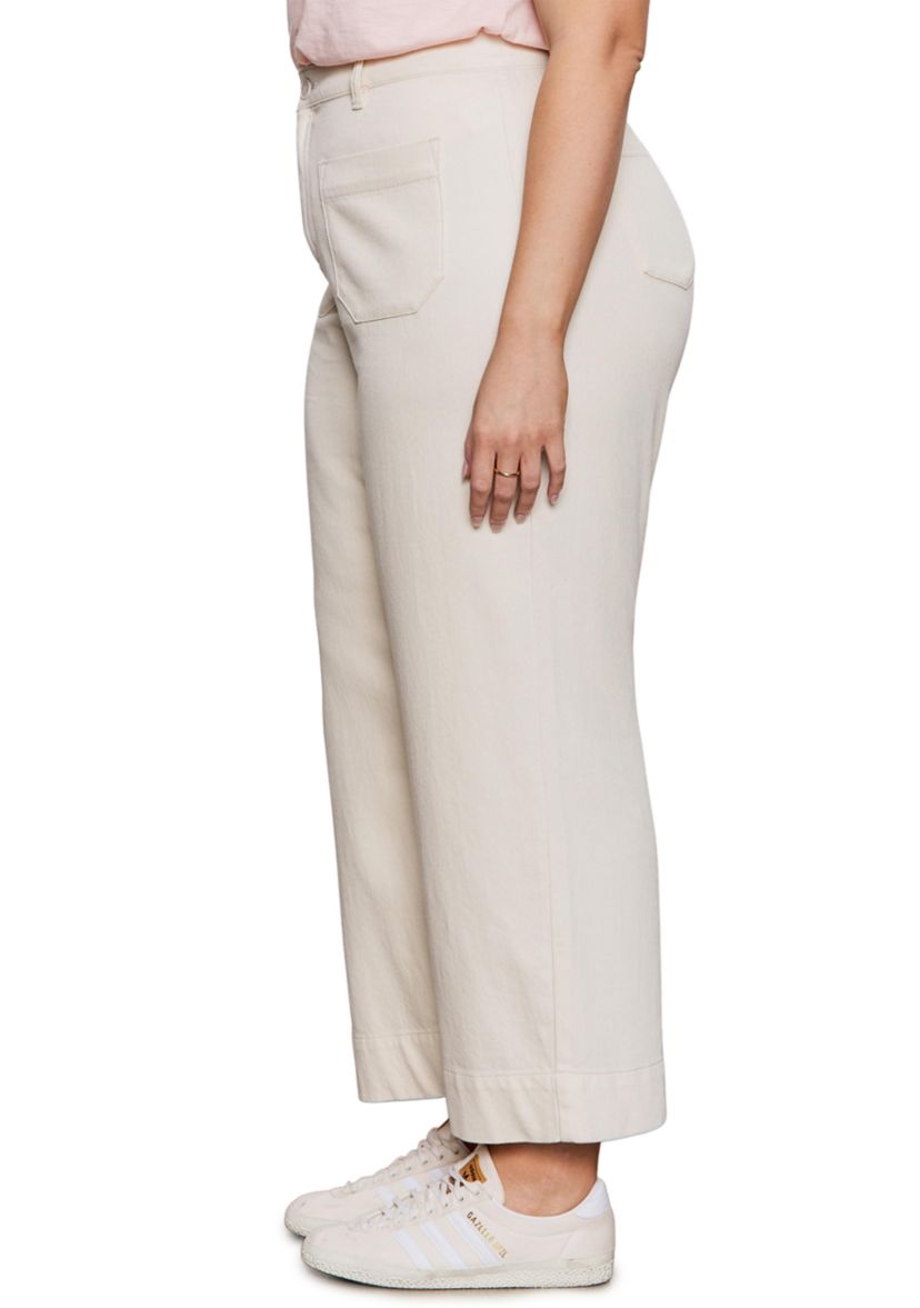 Plus Size Soft Marine Wide Leg Crop Pants
