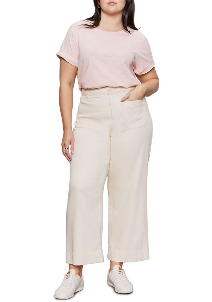 Plus Size Soft Marine Wide Leg Crop Pants