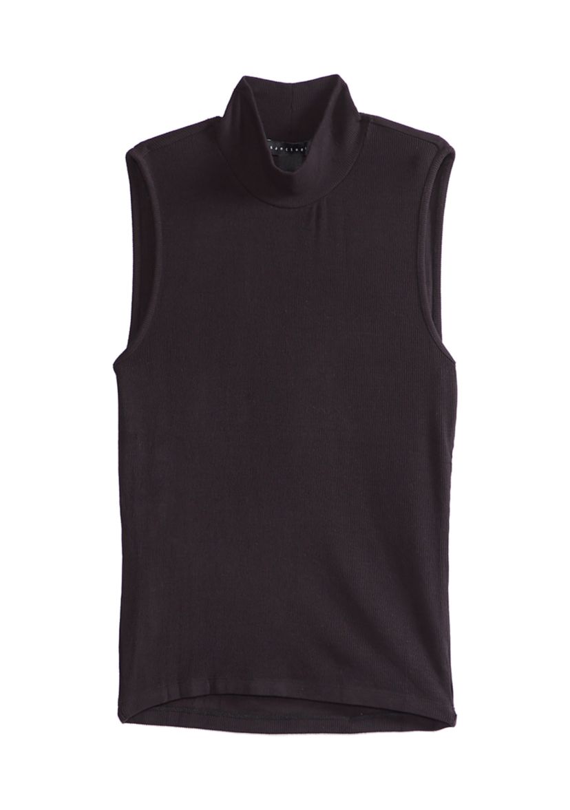 Essential Sleeveless Mock Neck Sweater 