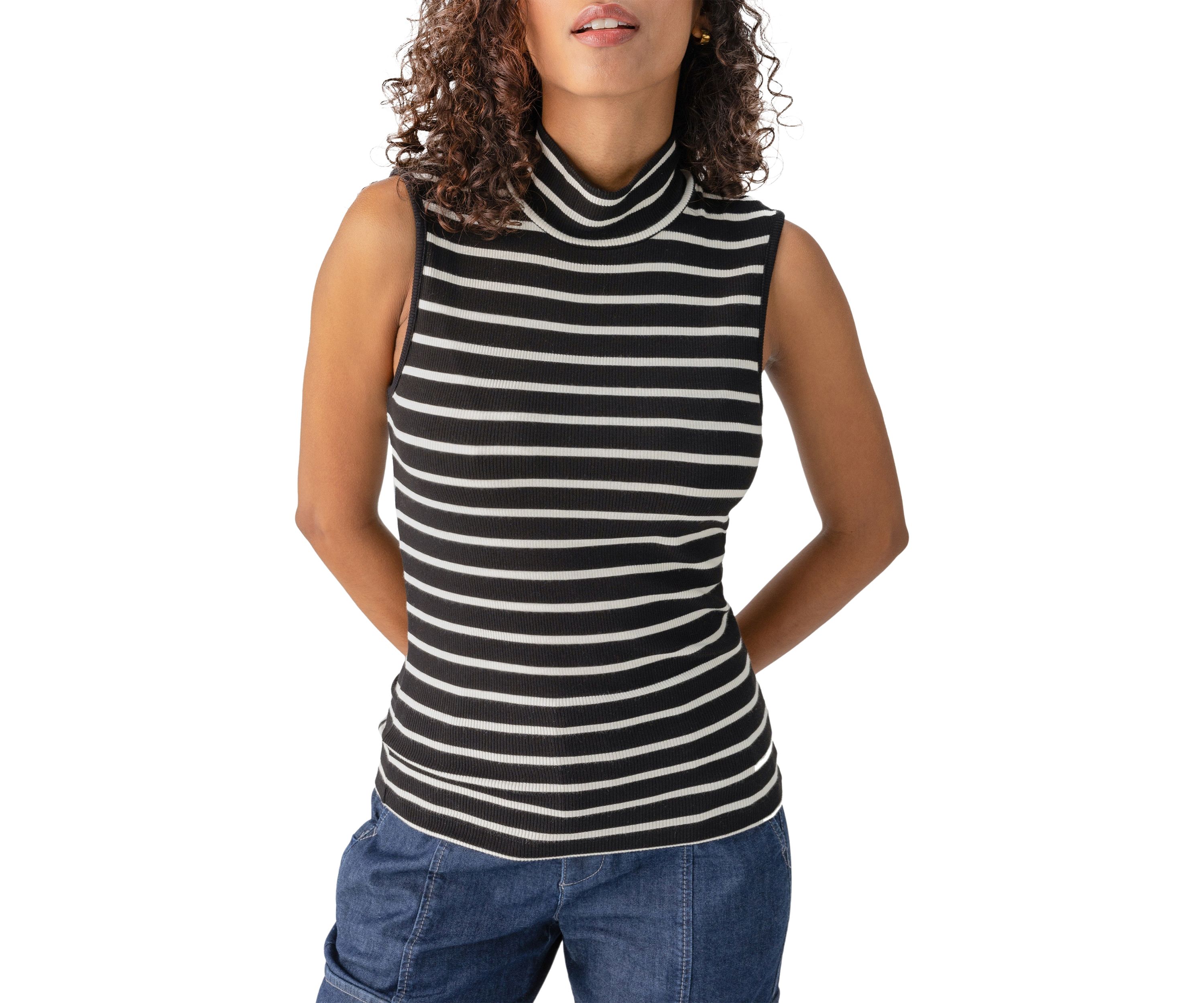 Womens Fitted Sleeveless Mock Neck Top