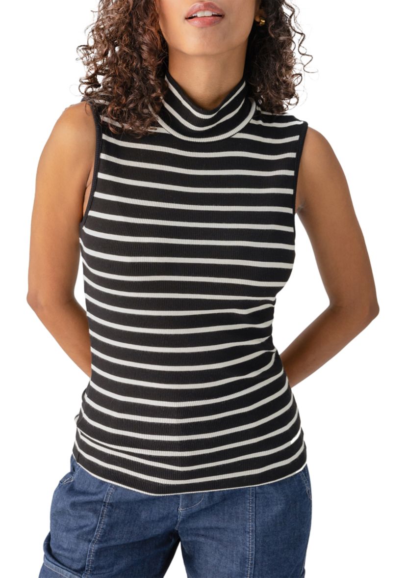 Womens Fitted Sleeveless Mock Neck Top