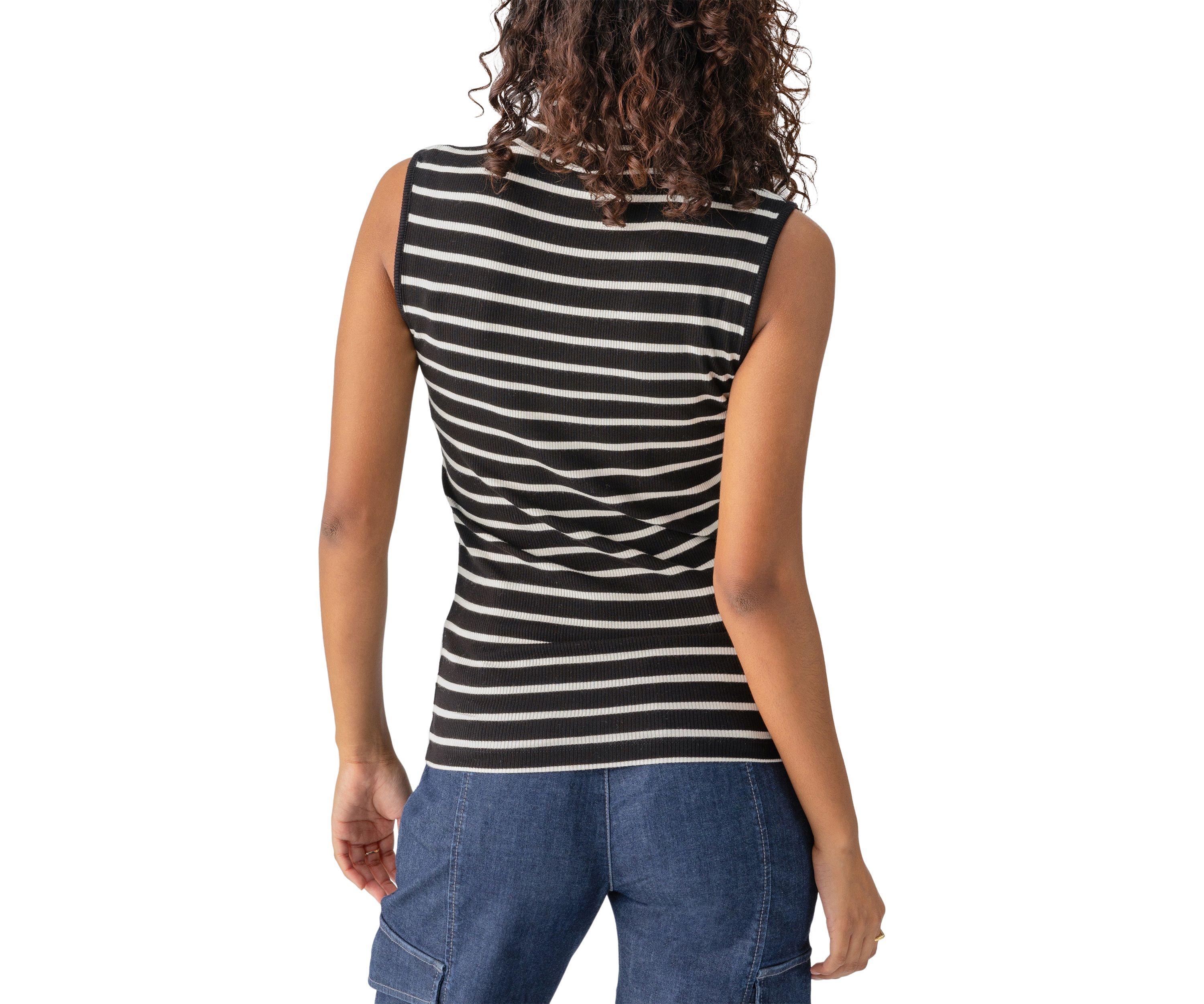 Womens Fitted Sleeveless Mock Neck Top