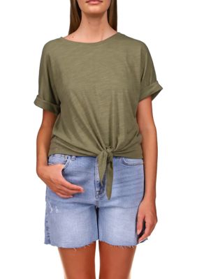 Sanctuary Women's All Day Tie T-Shirt, Green, Small -  0195517137896