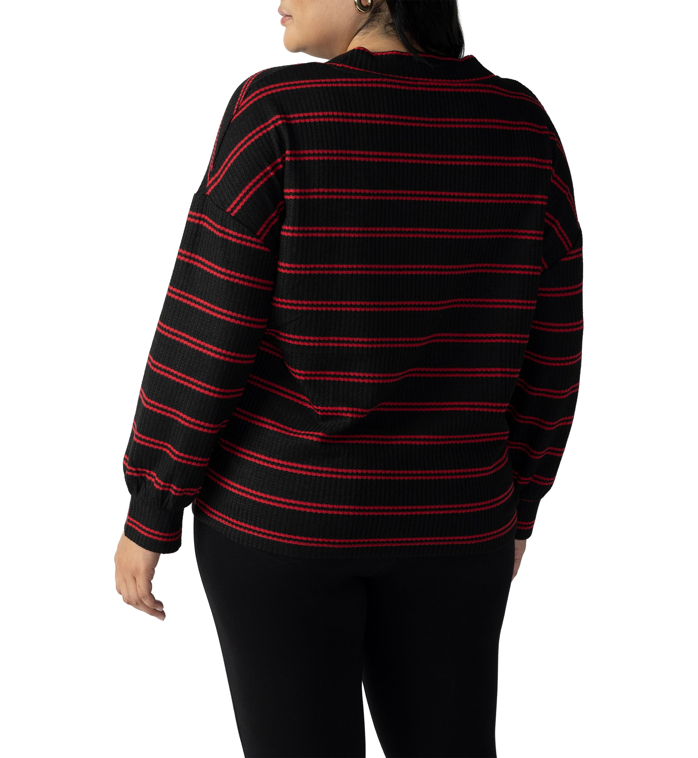 Plus Size Cozy V-Neck Waffle Tunic Top