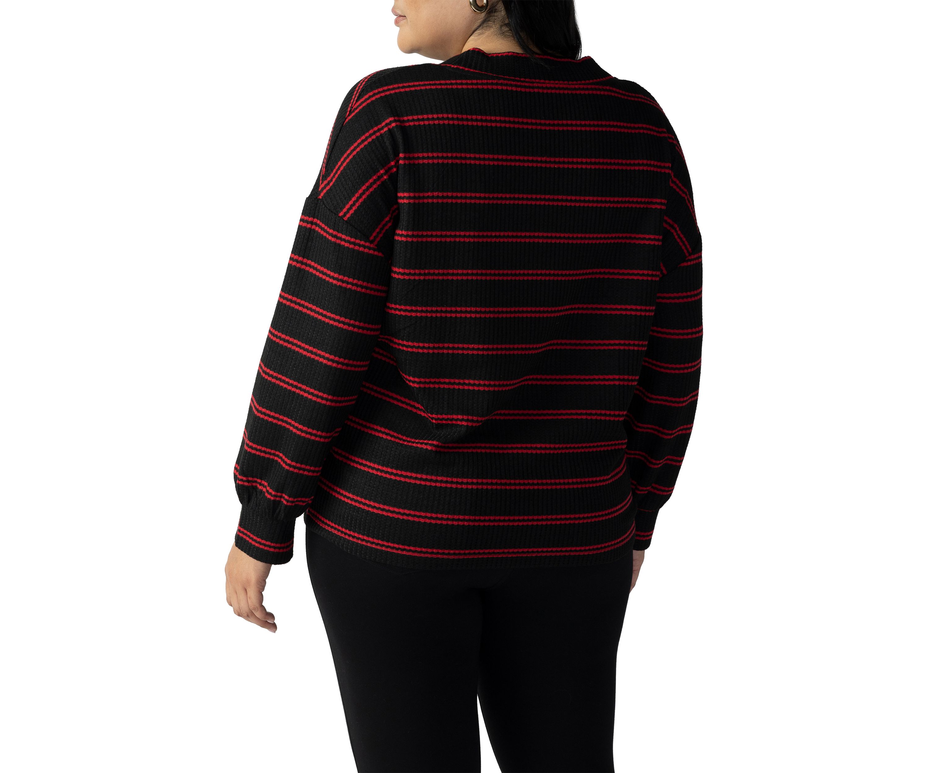 Plus Size Cozy V-Neck Waffle Tunic Top
