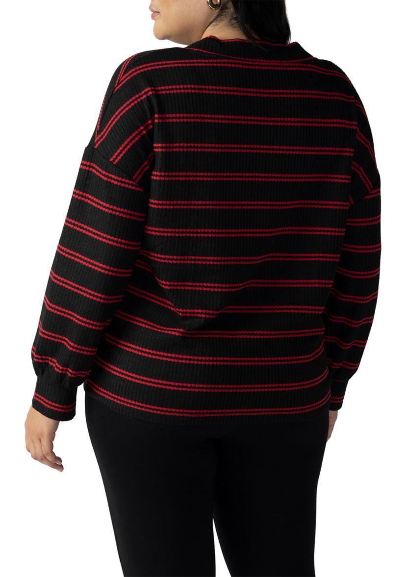 Plus Size Cozy V-Neck Waffle Tunic Top