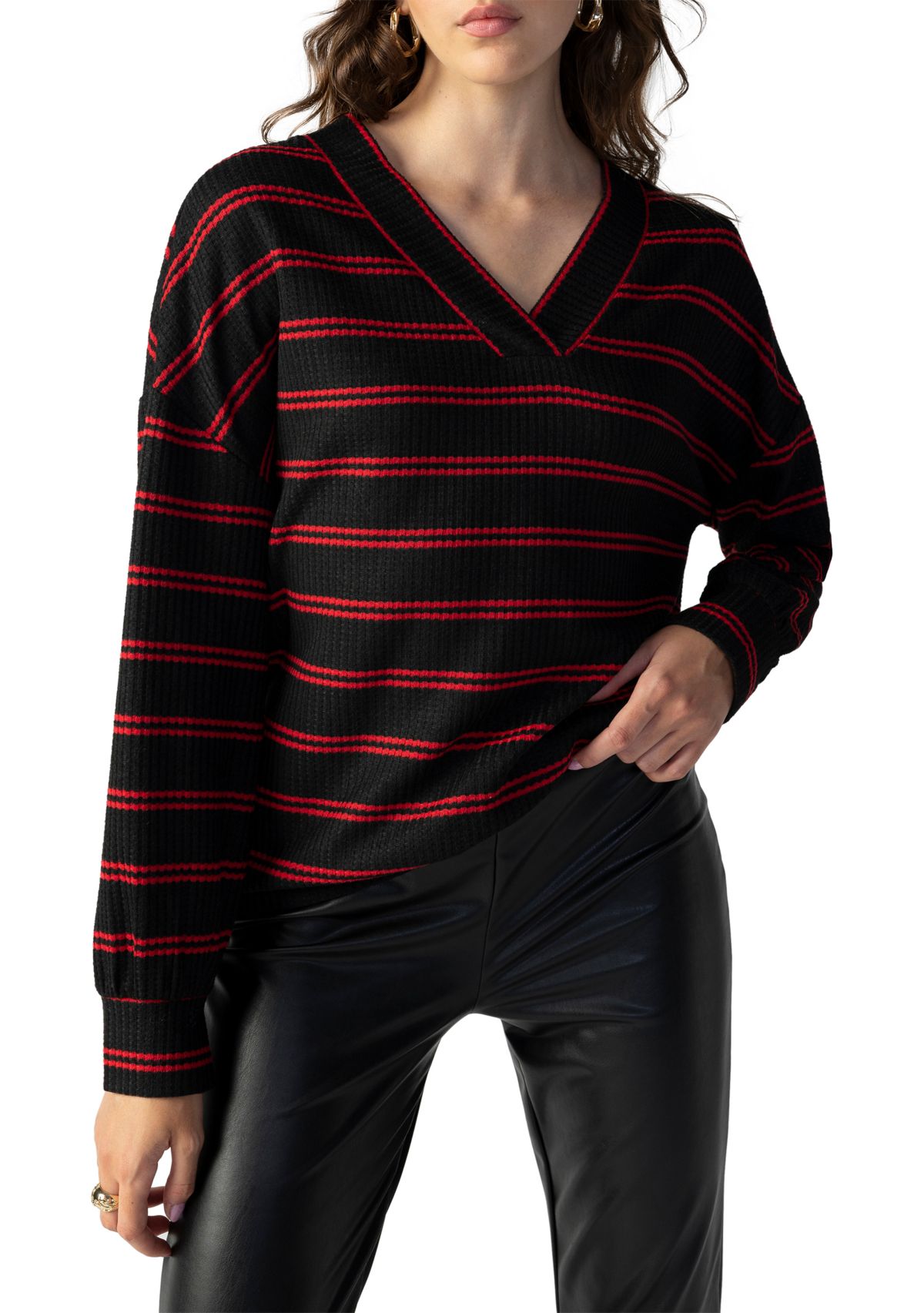 Womens Cozy V-Neck Waffle Tunic