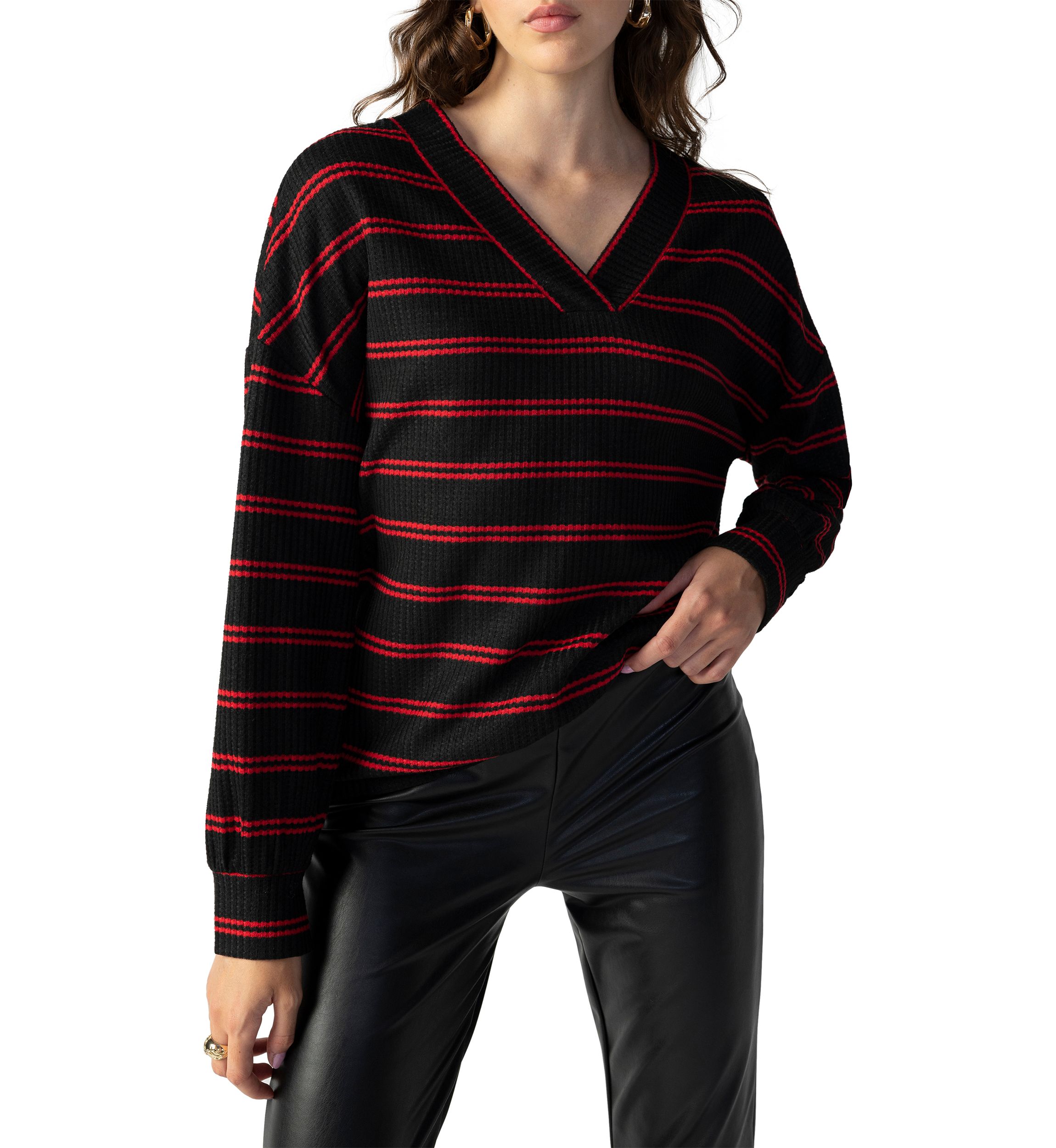 Womens Cozy V-Neck Waffle Tunic