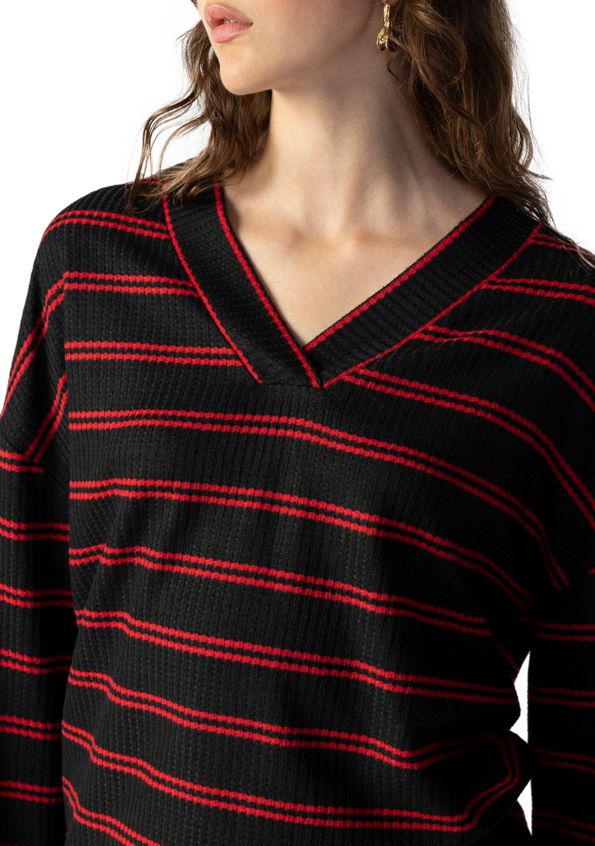 Womens Cozy V-Neck Waffle Tunic