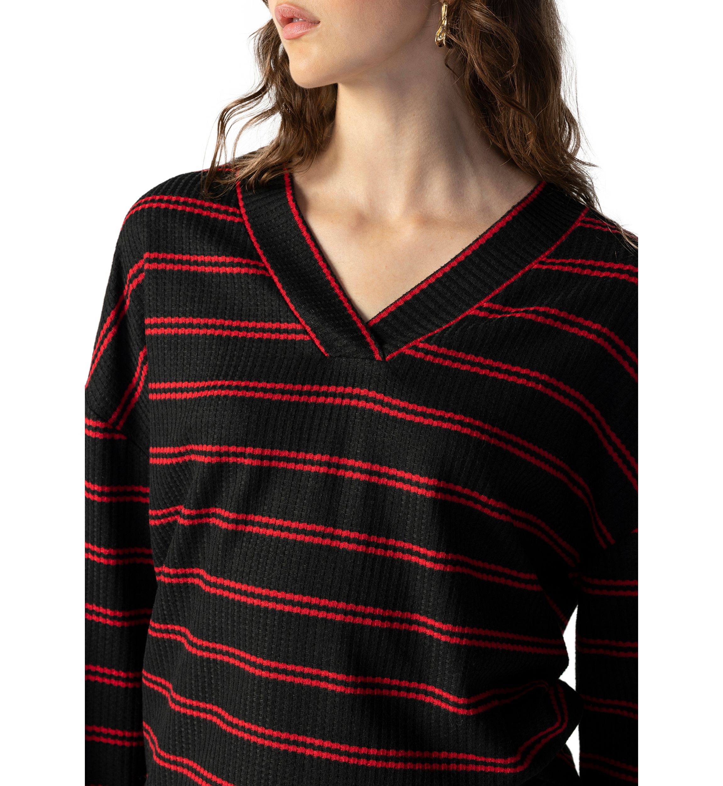 Womens Cozy V-Neck Waffle Tunic