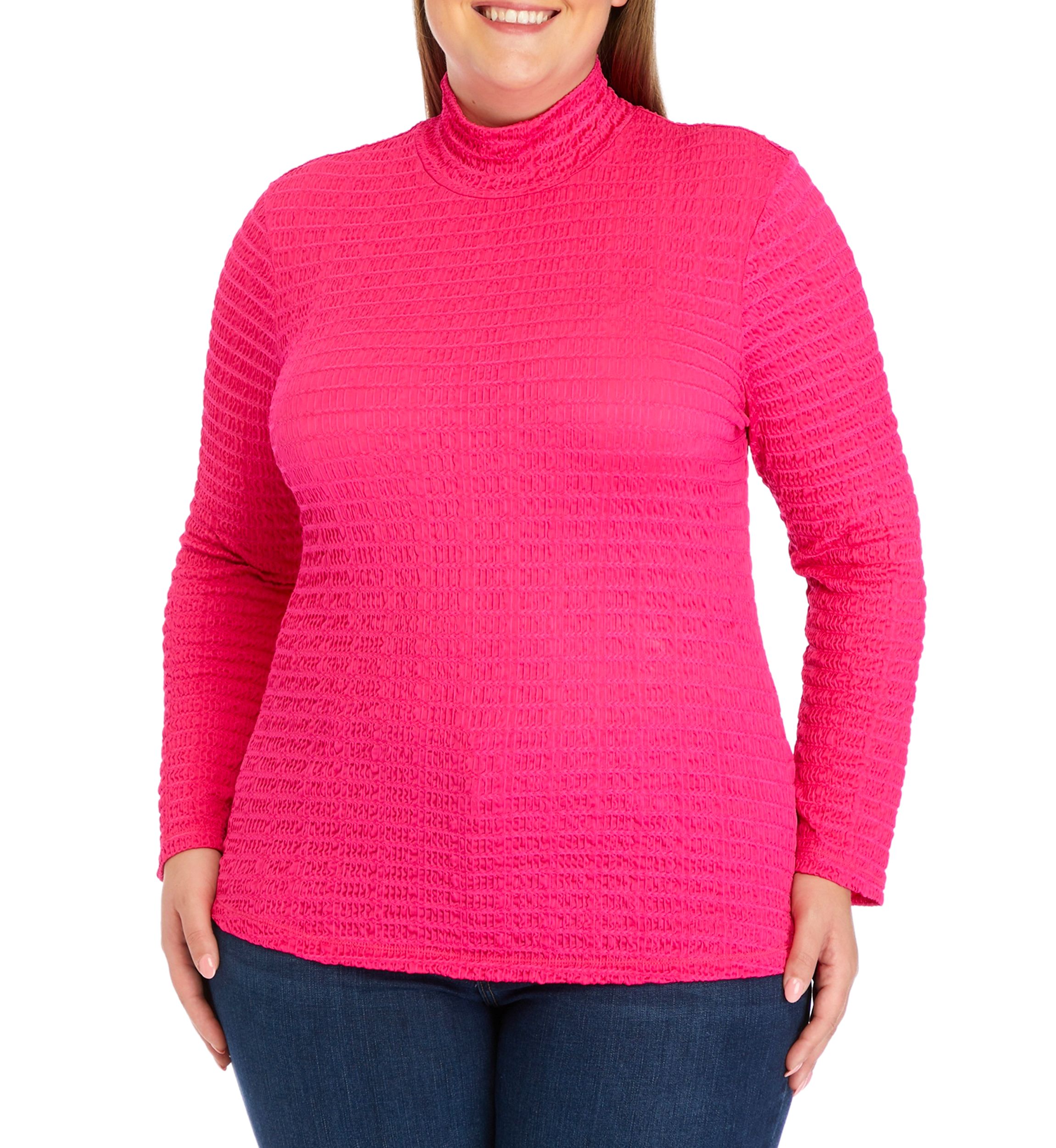 Plus Size Textured Mock Top