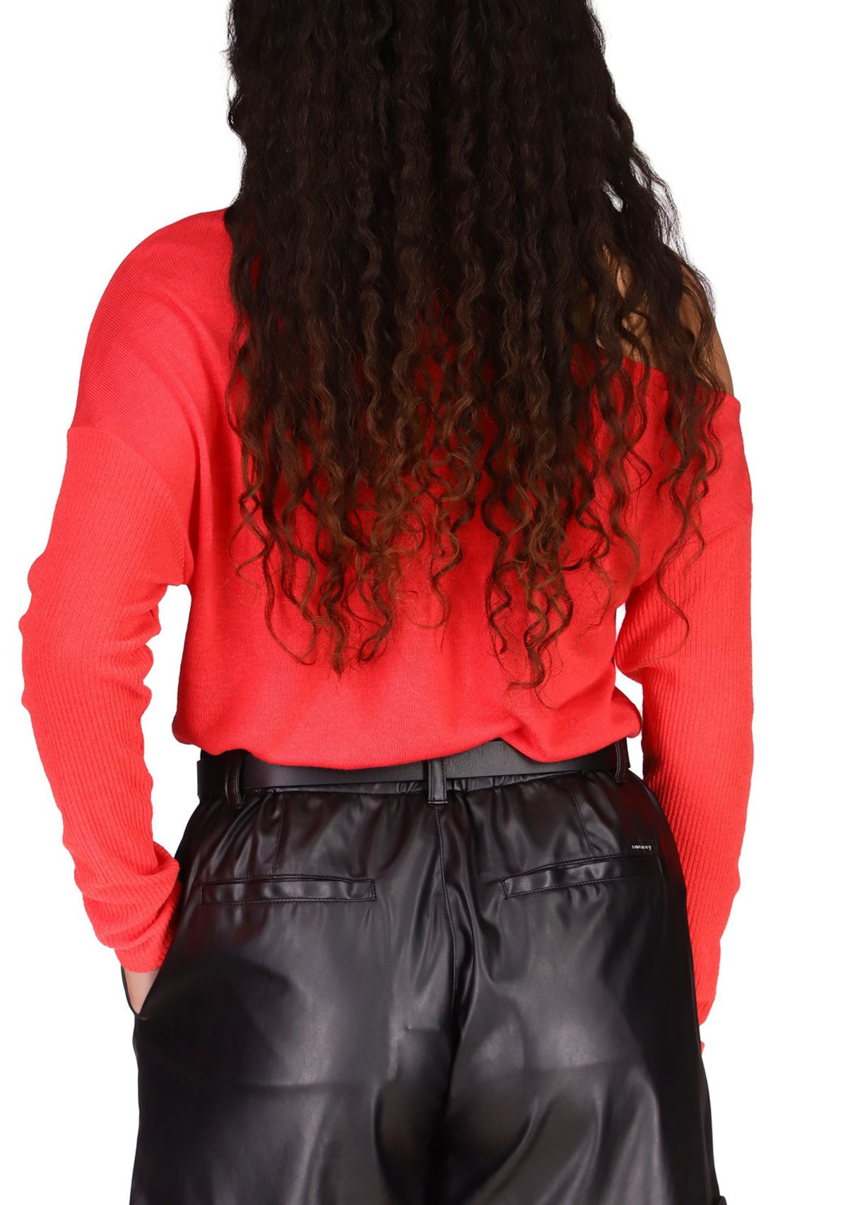 Womens Long Sleeve Asymmetrical Neck Knit Top 