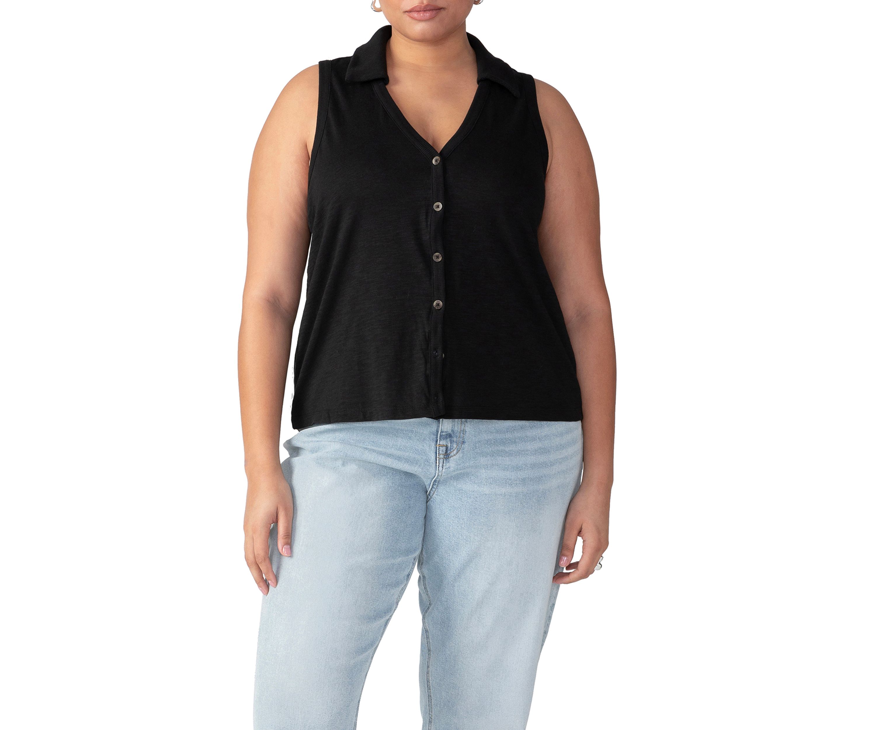 Plus Size Master Plan Button Up Tank Top